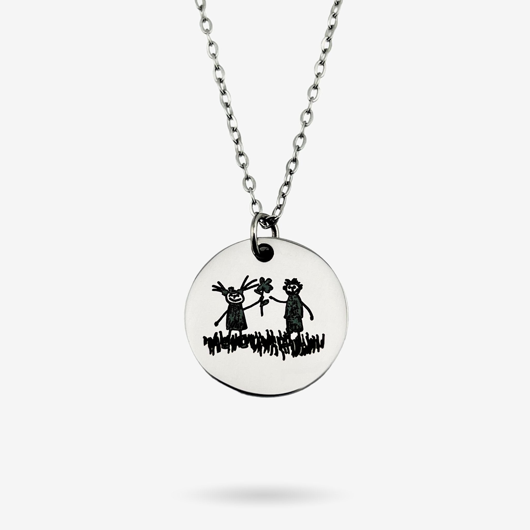 Children's Drawing Disc Necklace - MemoriesMade