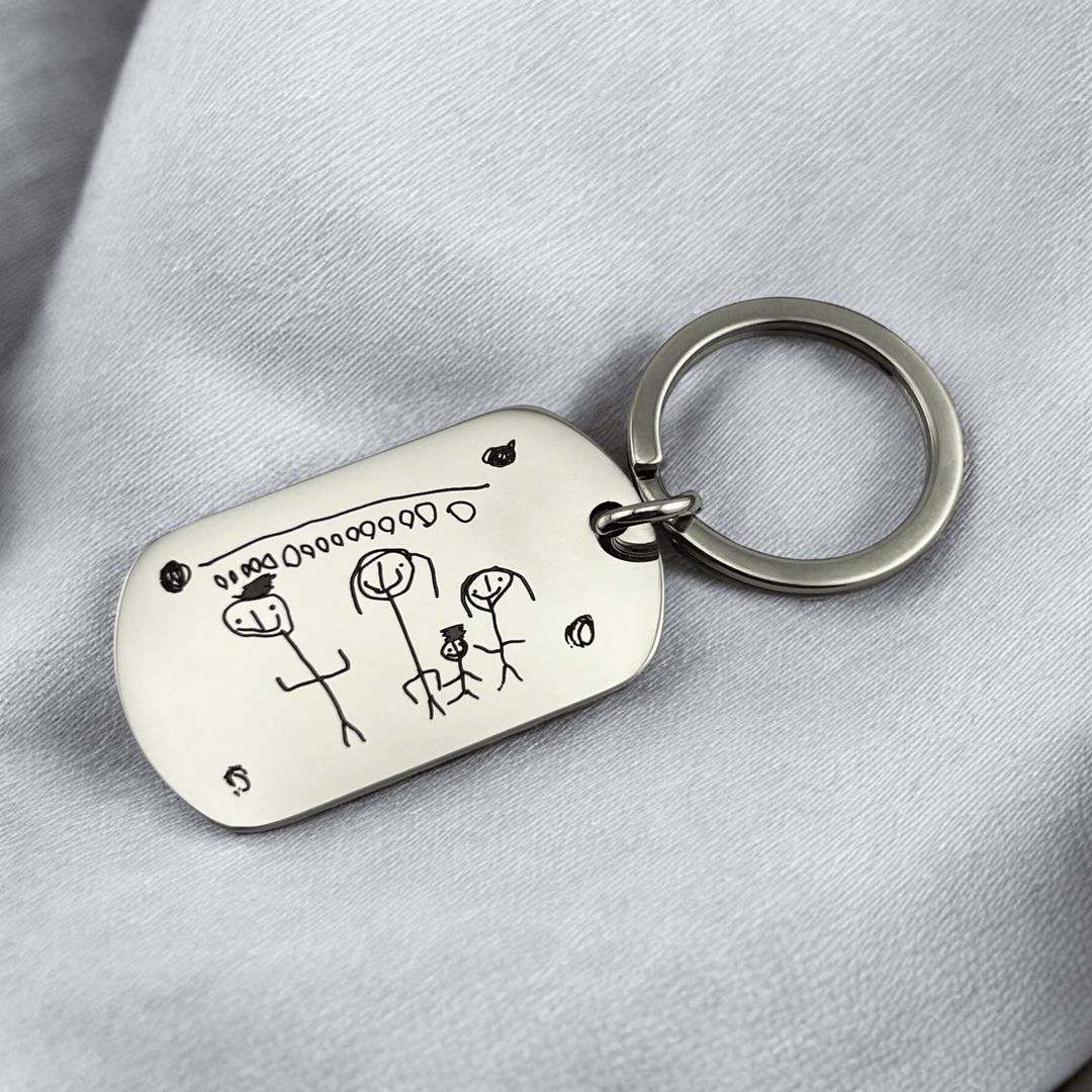 Childrens Drawing Flat Bar Keychain - MemoriesMade