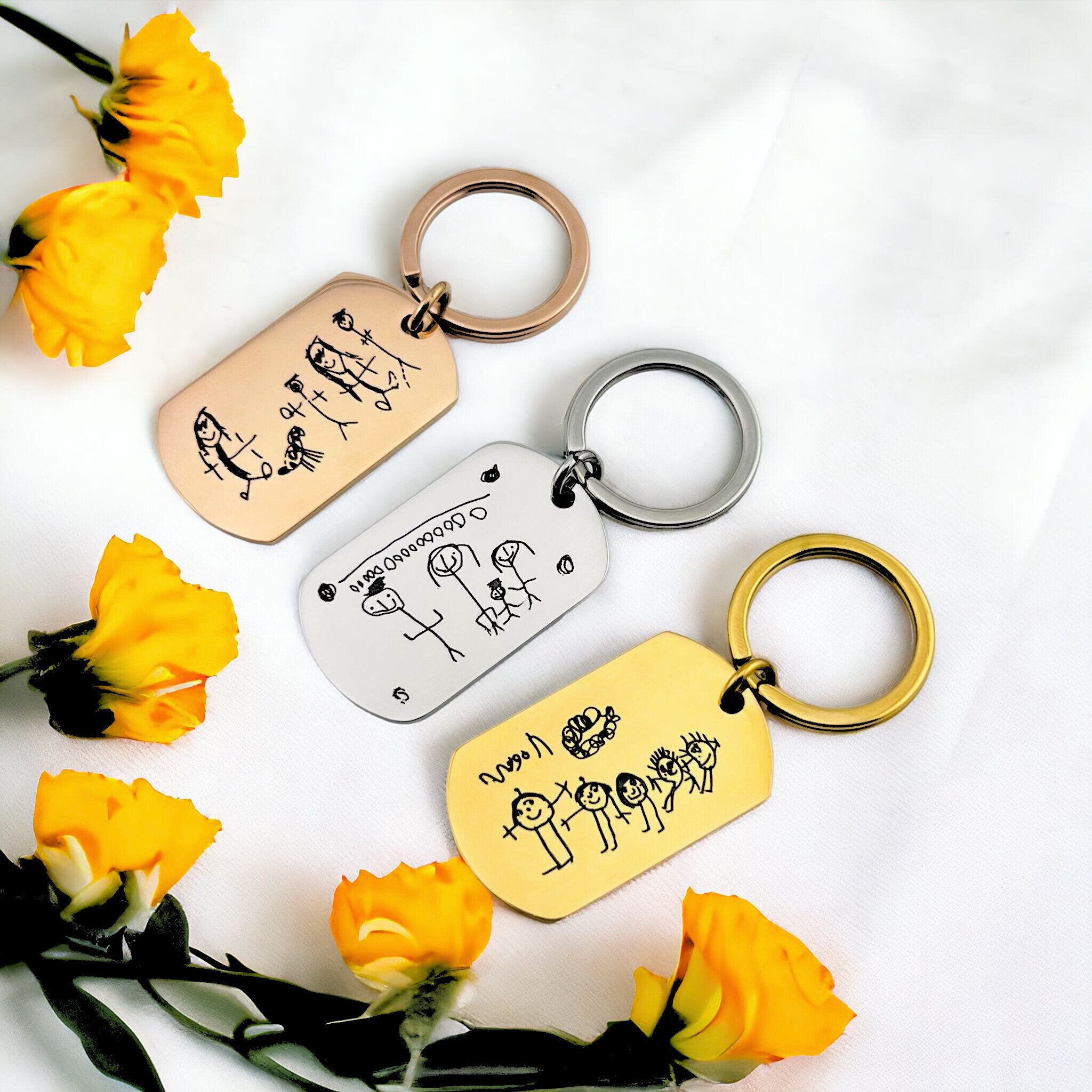 Childrens Drawing Flat Bar Keychain - MemoriesMade