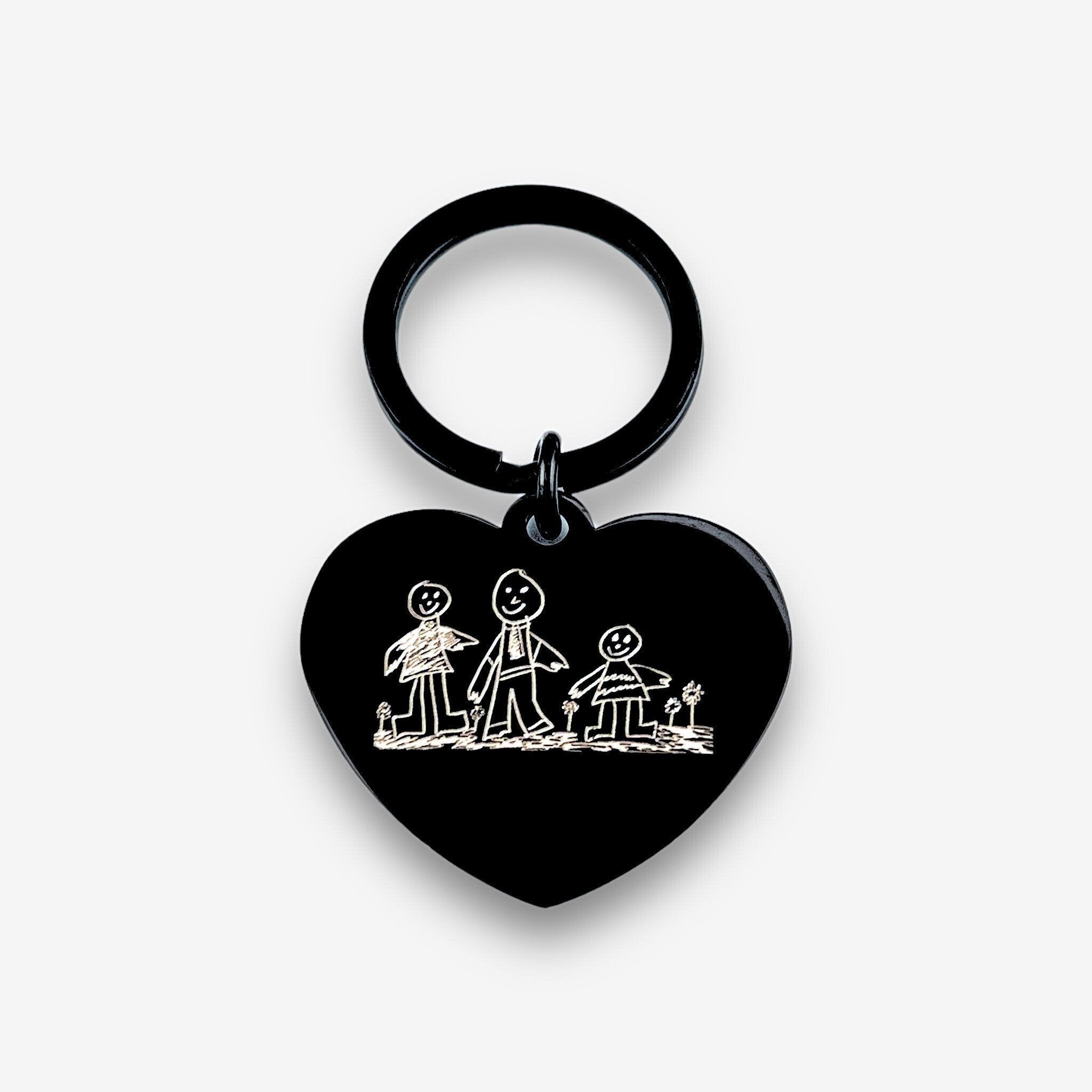 Childrens Drawing Heart Keychain - MemoriesMade