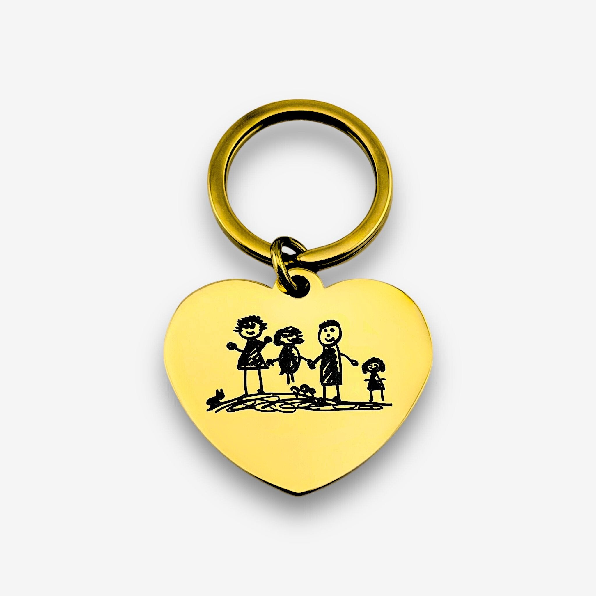 Childrens Drawing Heart Keychain - MemoriesMade