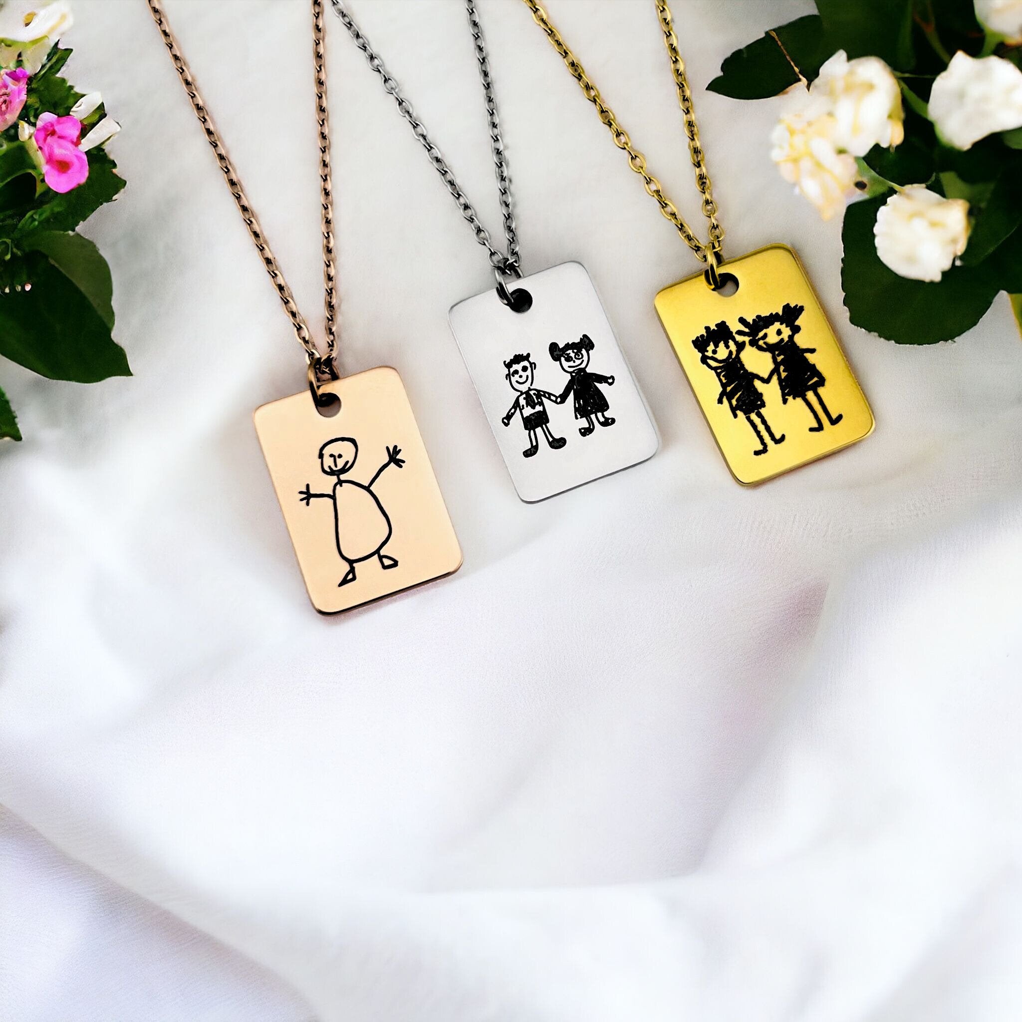 Childrens Drawing Mini Bar Necklace - MemoriesMade