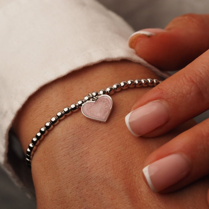 Clothing Keepsake Beaded Heart Charm Bracelet - MemoriesMade