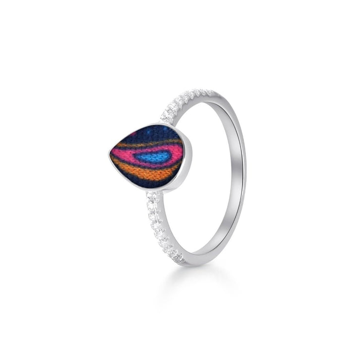 Crystal Set Fabric Keepsake Teardrop Ring - MemoriesMade