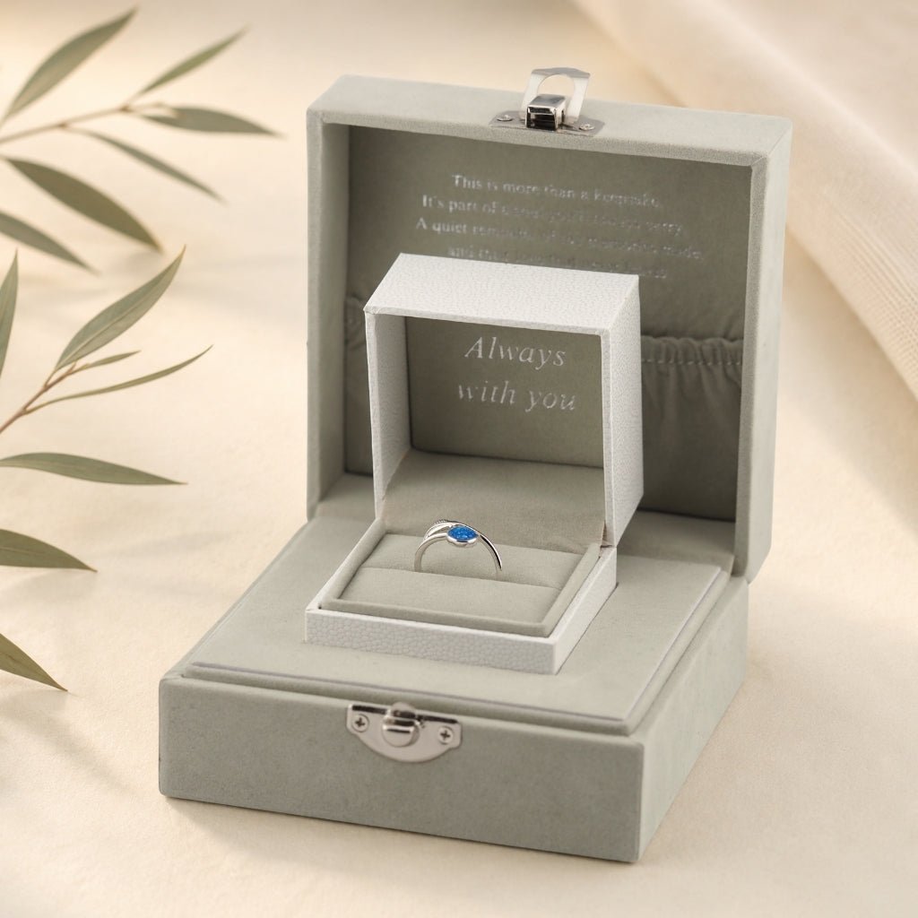 Eden Adjustable Feather Ashes Ring - MemoriesMade