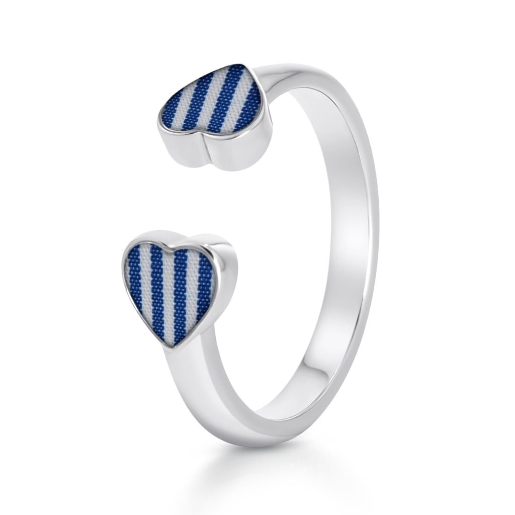 Fabric Dual Heart Adjustable Ring - MemoriesMade
