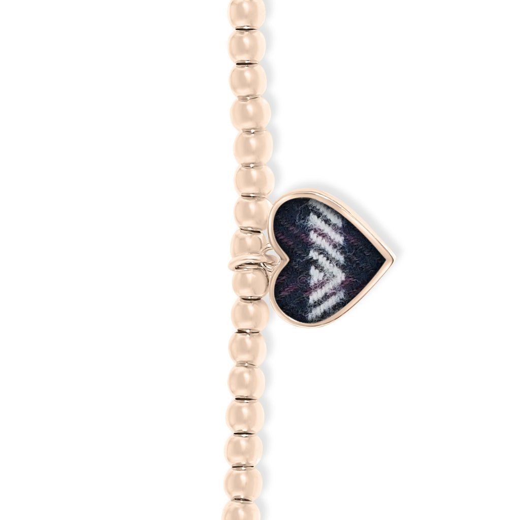 Fabric Keepsake Beaded Heart Charm Bracelet - MemoriesMade