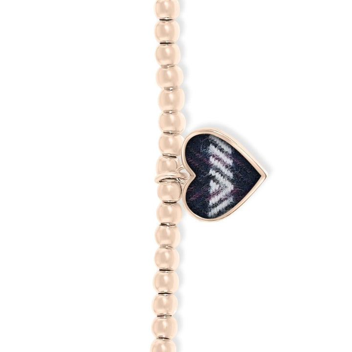 Fabric Keepsake Beaded Heart Charm Bracelet - MemoriesMade