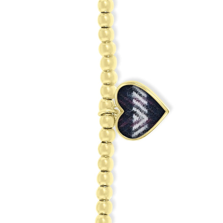 Fabric Keepsake Beaded Heart Charm Bracelet - MemoriesMade