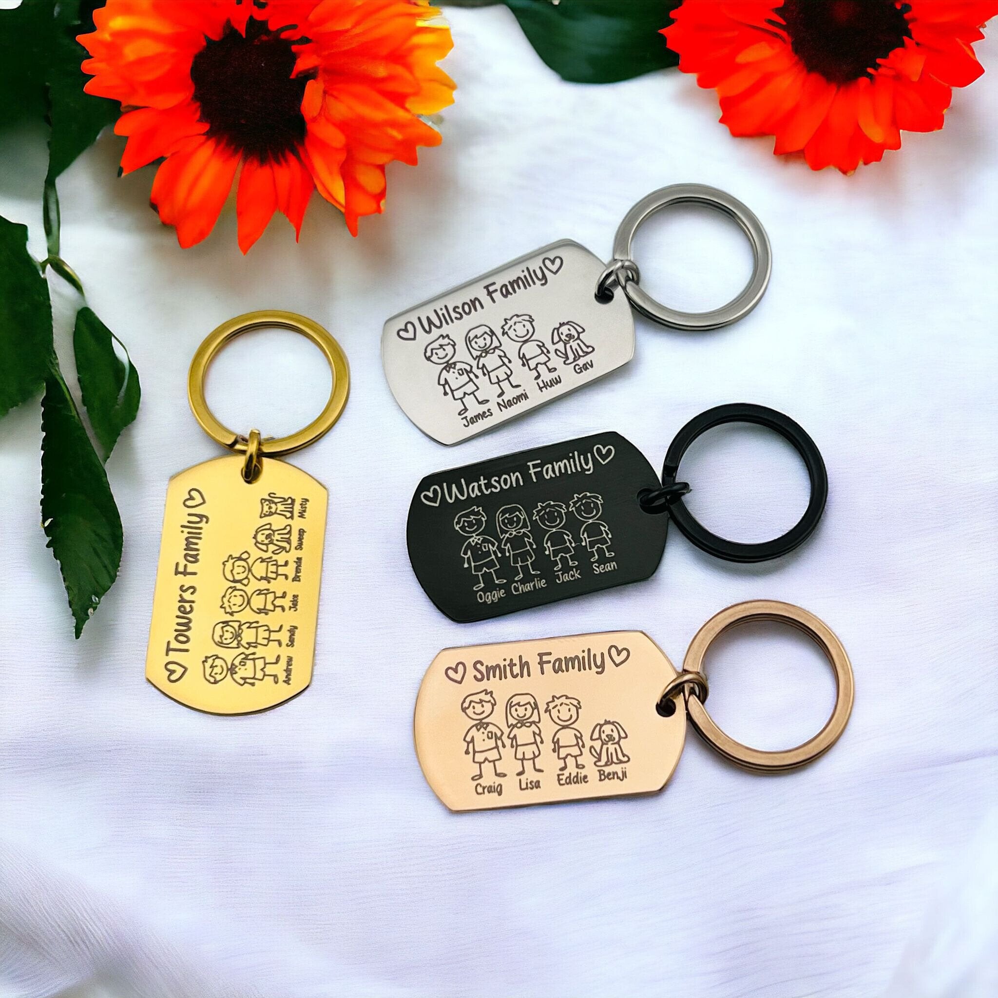 Family Flat Bar Keychain - MemoriesMade