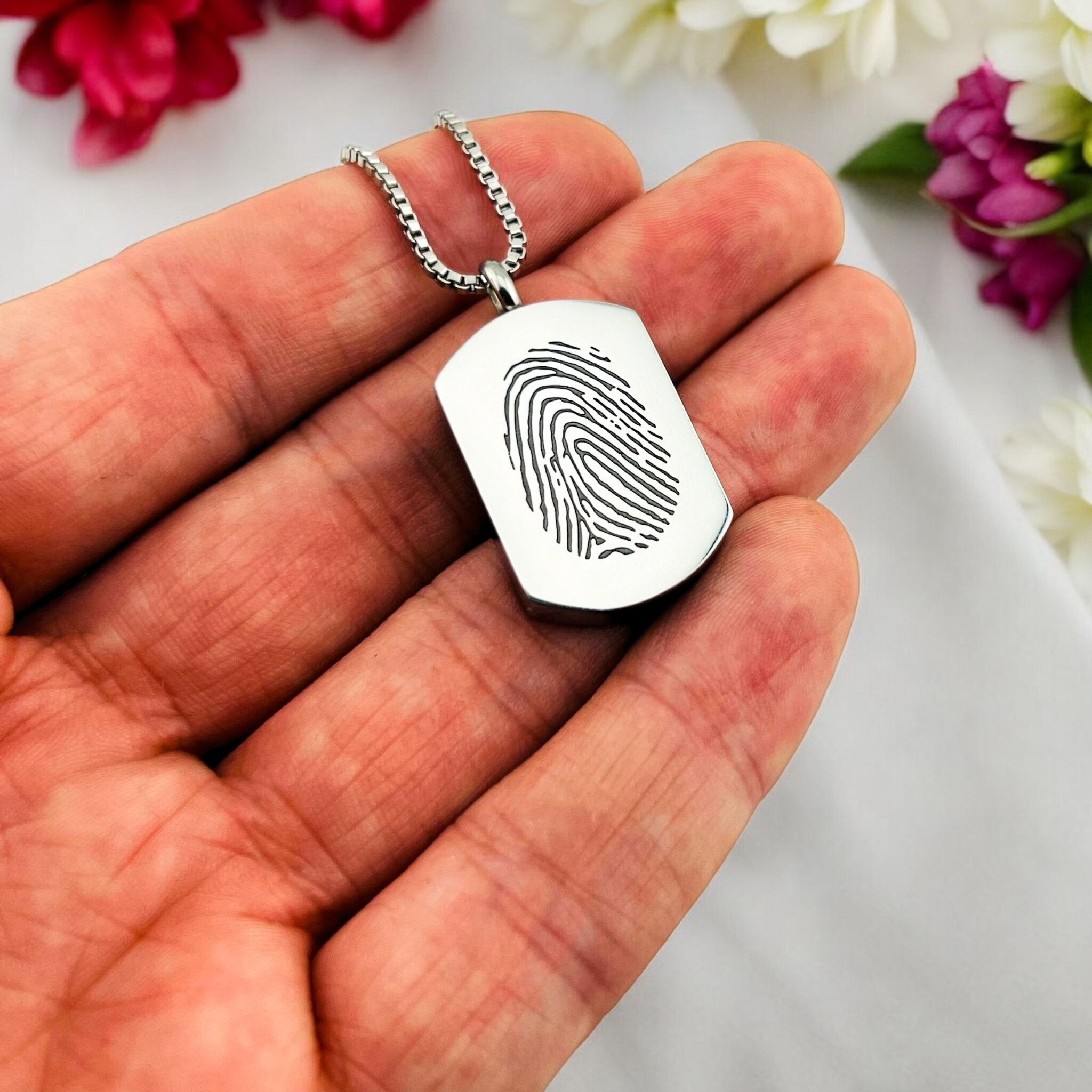 Fingerprint Dog Tag Urn Necklace - MemoriesMade