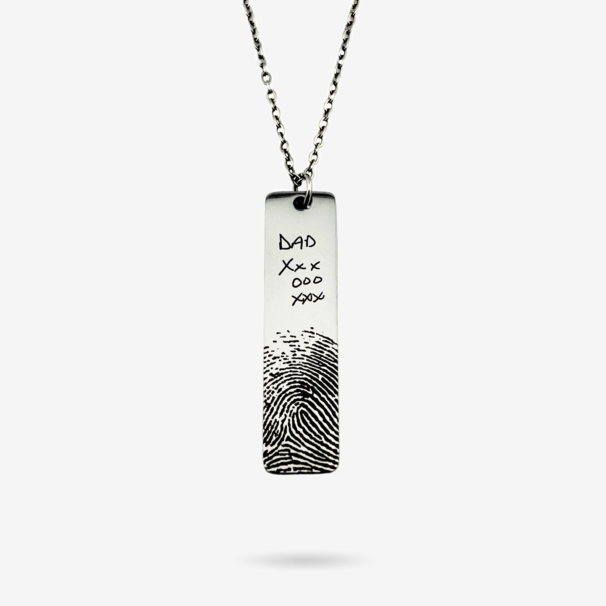 Fingerprint Mini Slim Bar Necklace - MemoriesMade