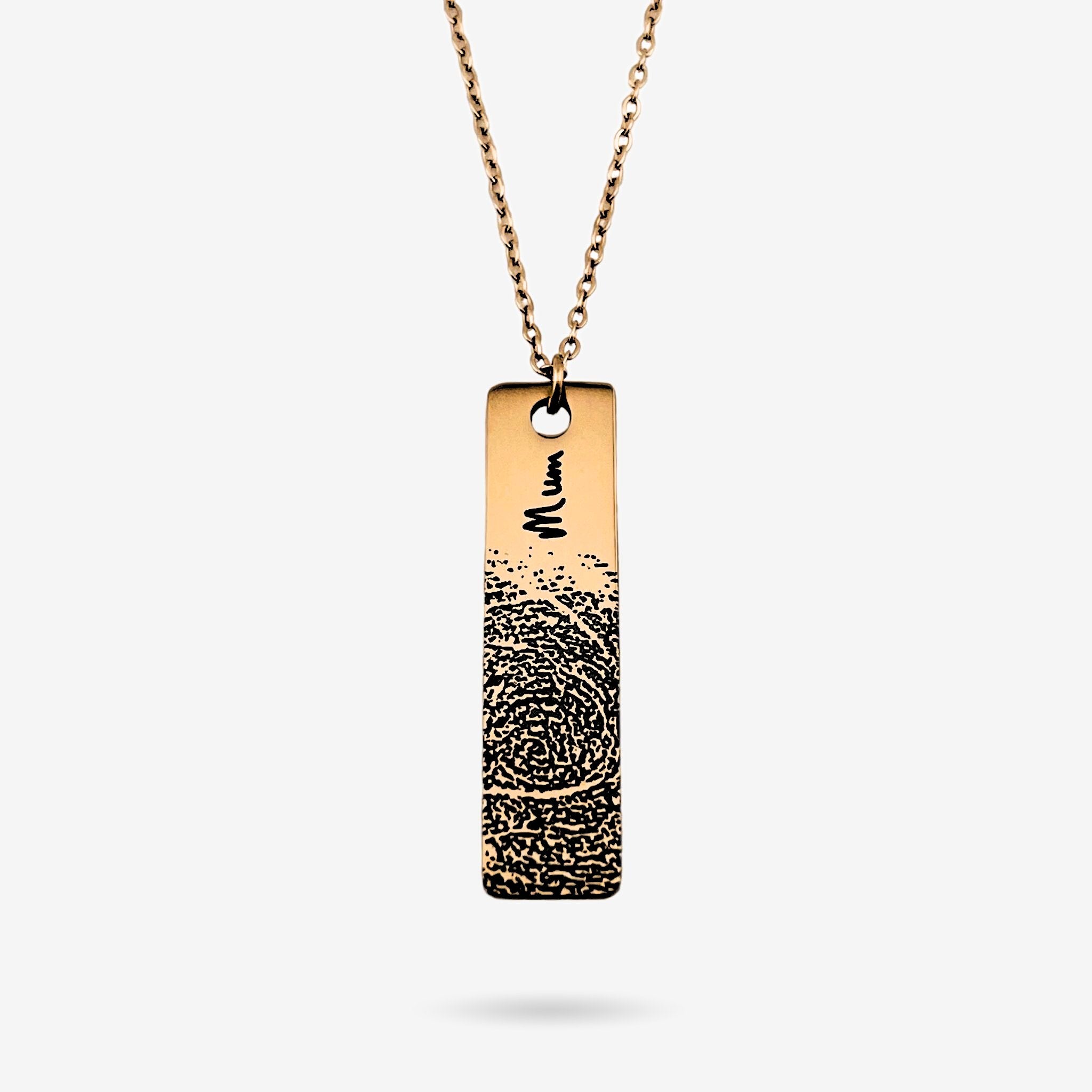 Fingerprint Mini Slim Bar Necklace - MemoriesMade