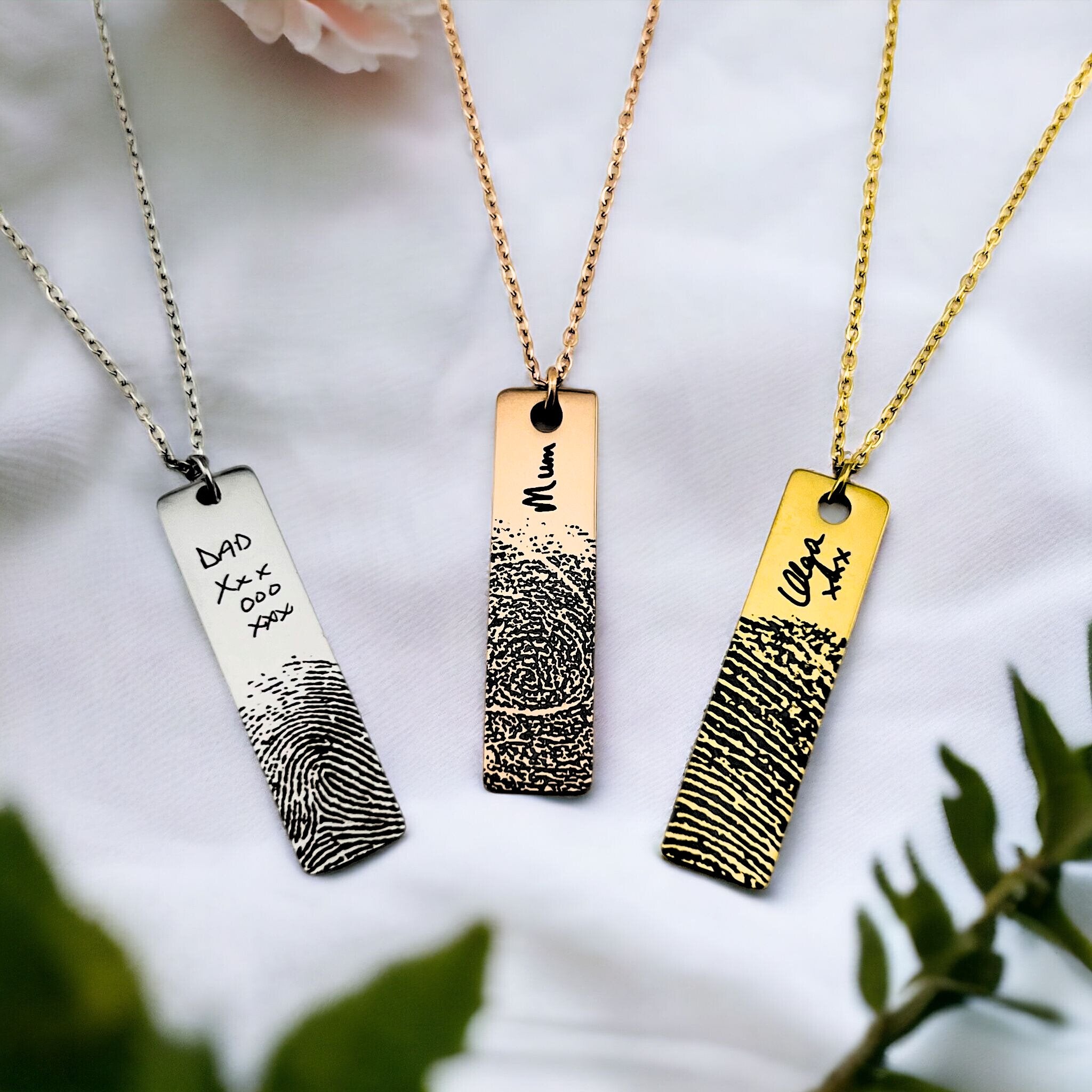 Fingerprint Mini Slim Bar Necklace - MemoriesMade