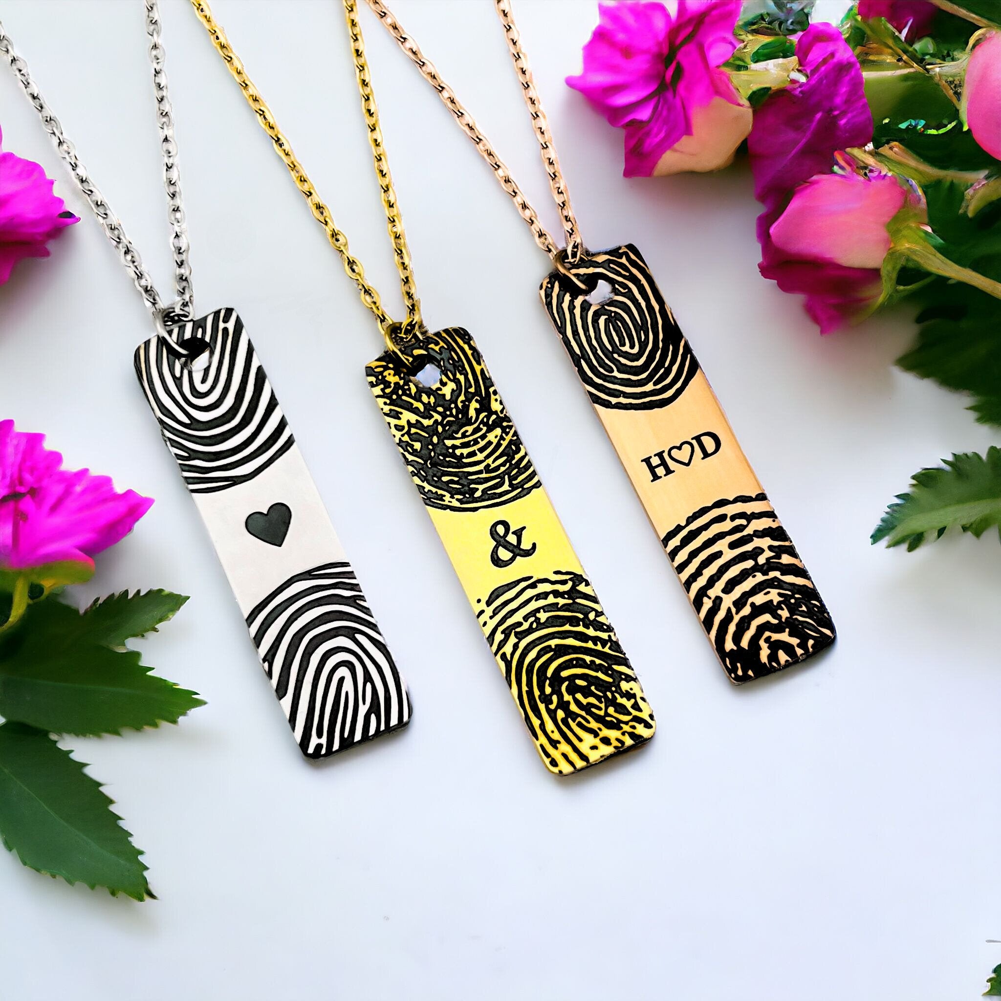 Fingerprint Slim Bar Necklace - MemoriesMade