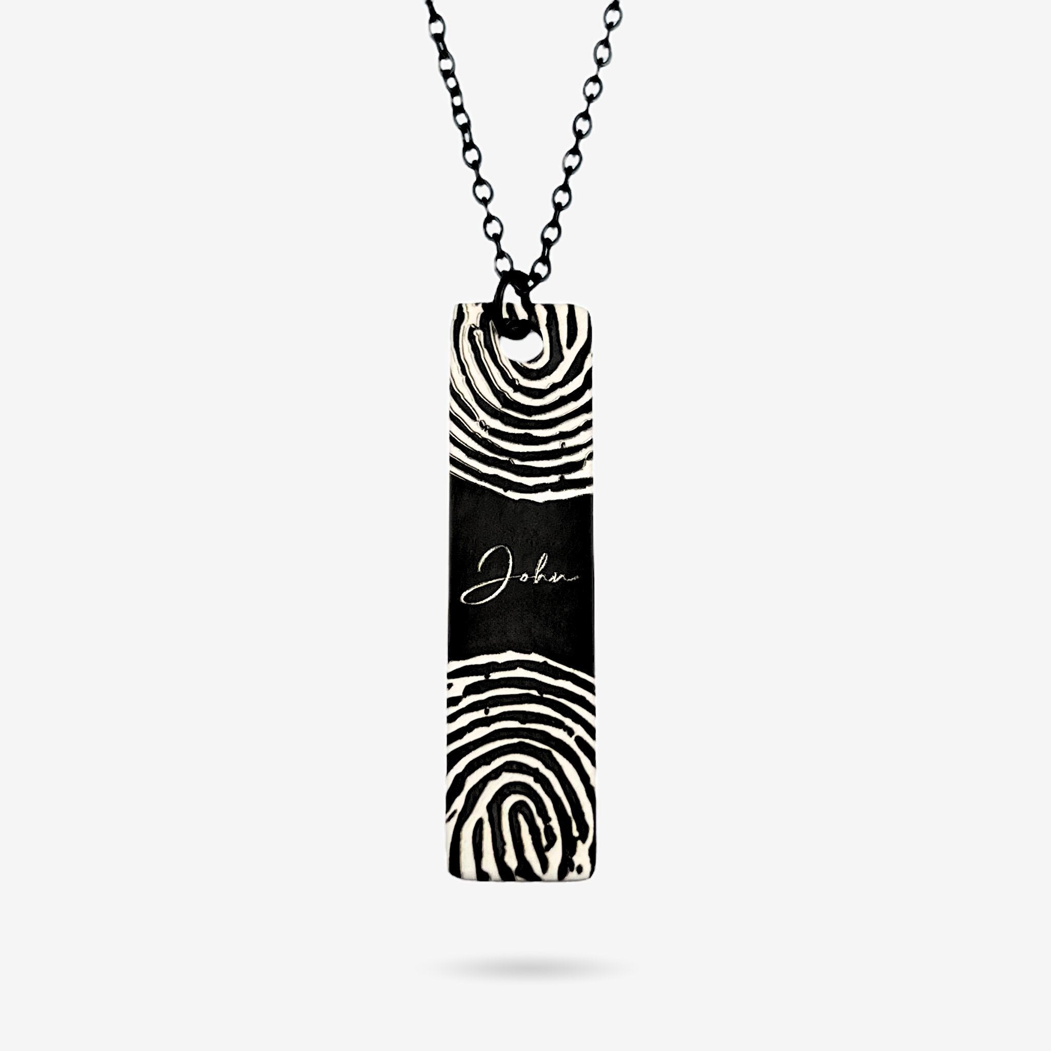 Fingerprint Slim Bar Necklace - MemoriesMade