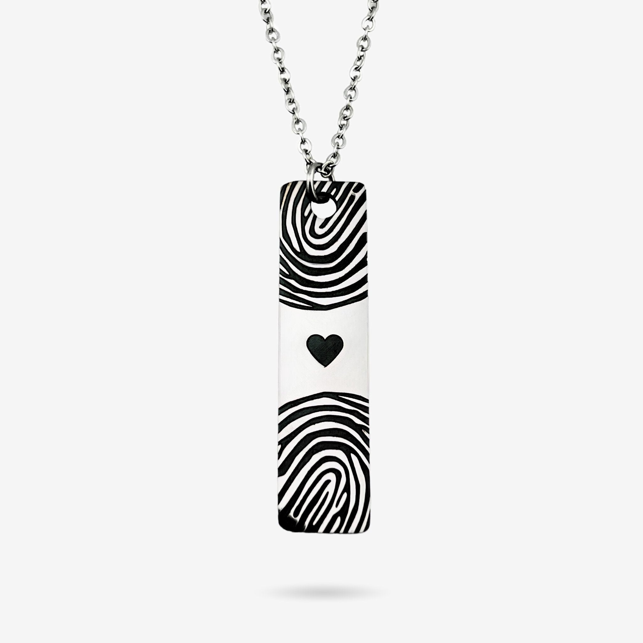 Fingerprint Slim Bar Necklace - MemoriesMade