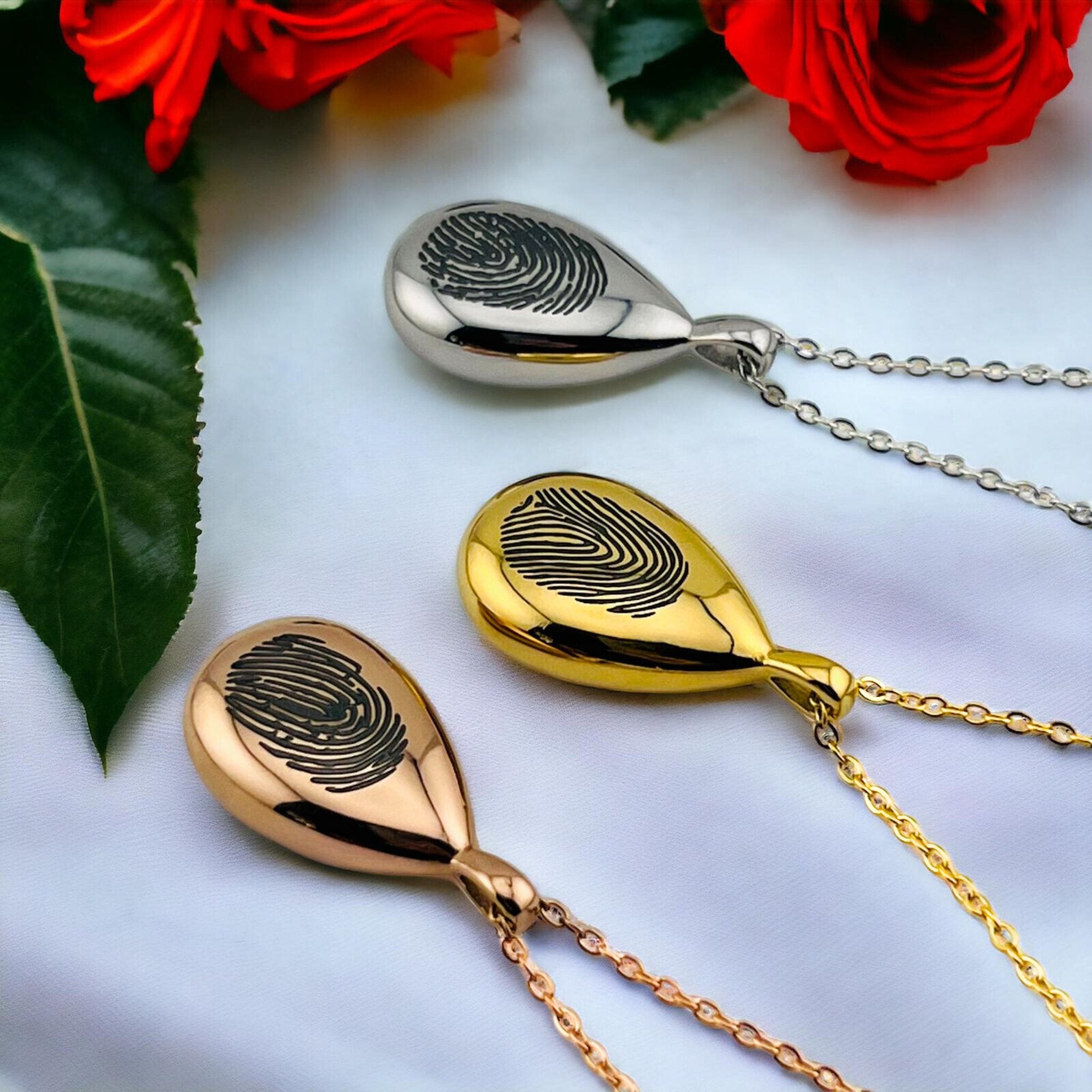 Fingerprint Urn Tear Drop Necklace - MemoriesMade