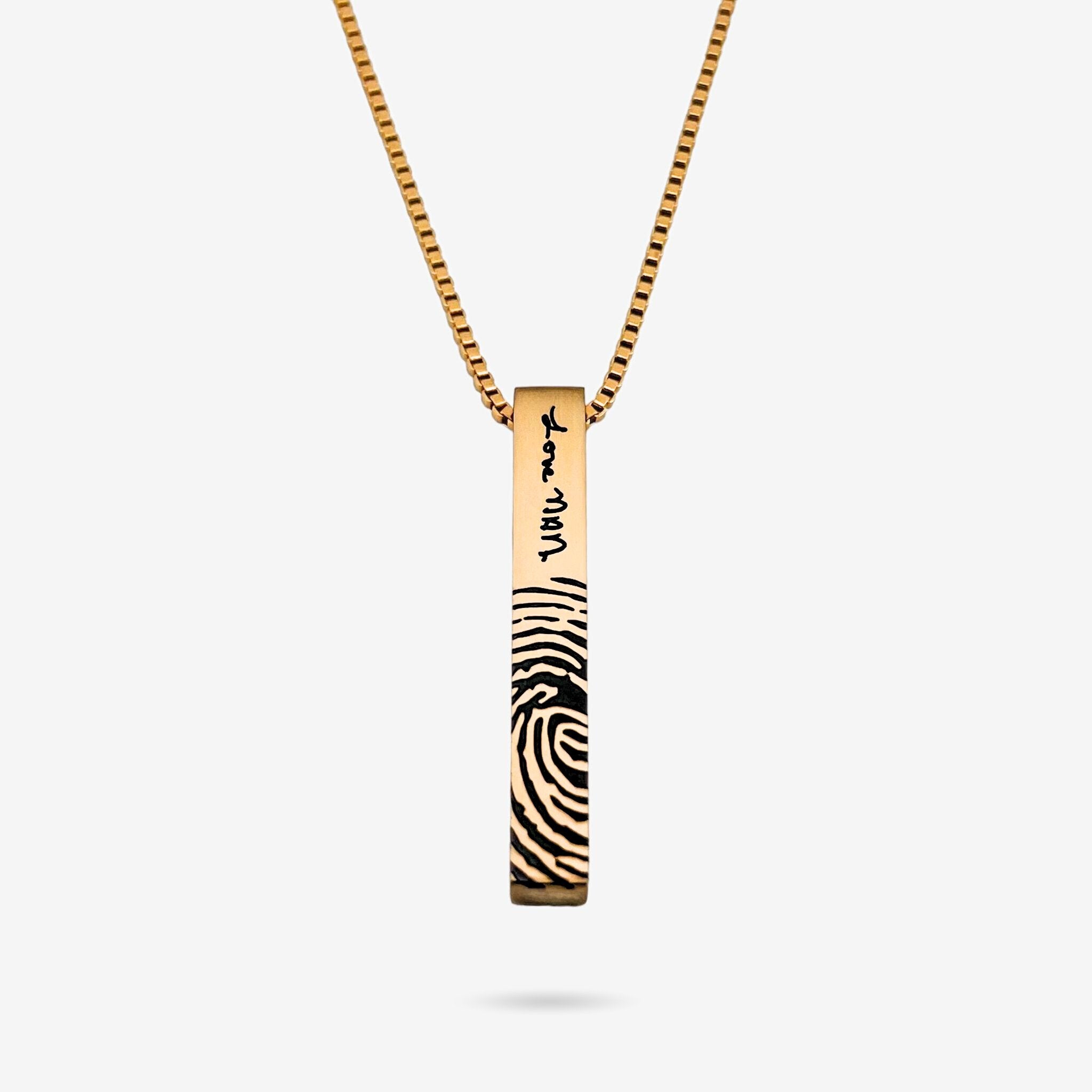 Fingerprint with Handwriting Bar Necklace - MemoriesMade