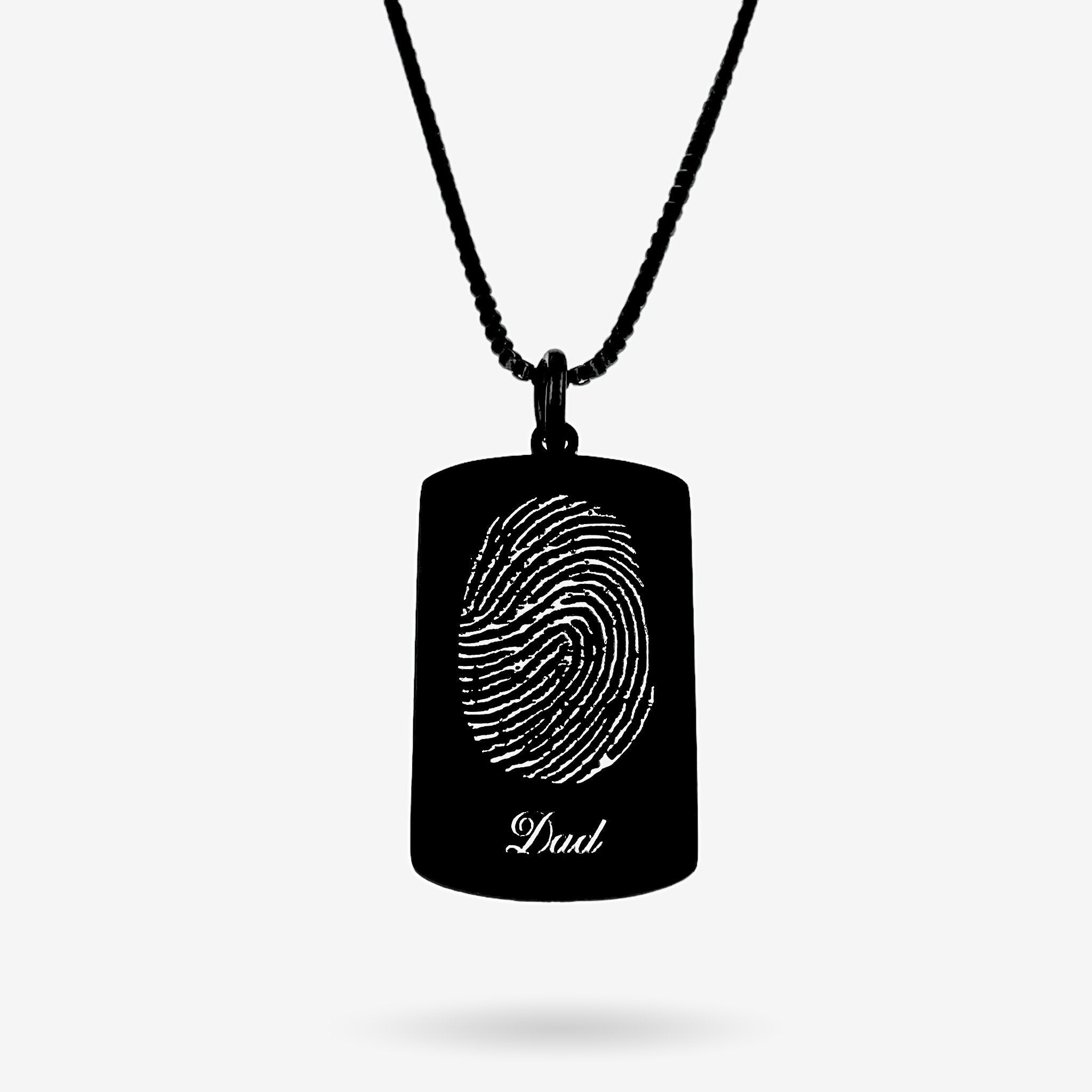 Fingerprint with Name Dog Tag Necklace - MemoriesMade