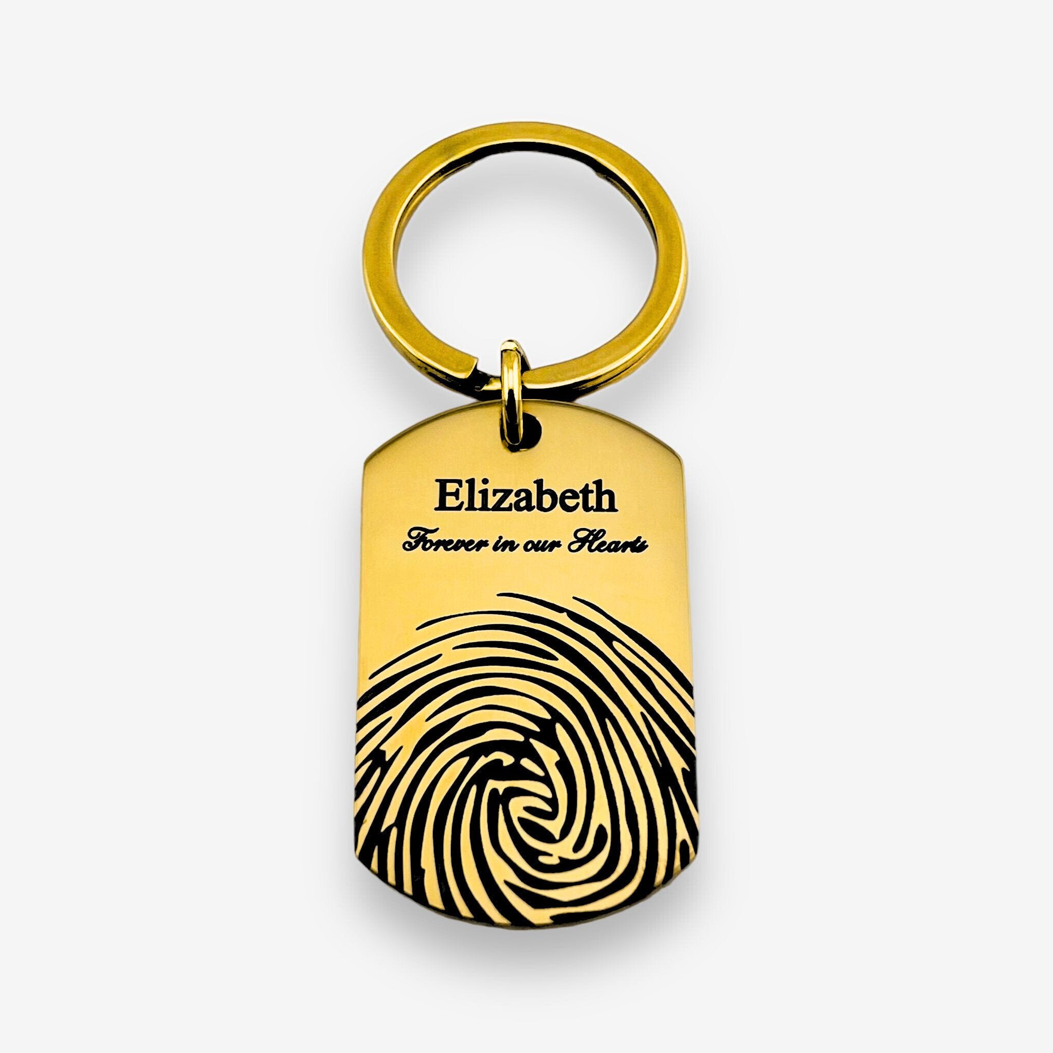 Fingerprint with Text Flat Bar Keychain - MemoriesMade