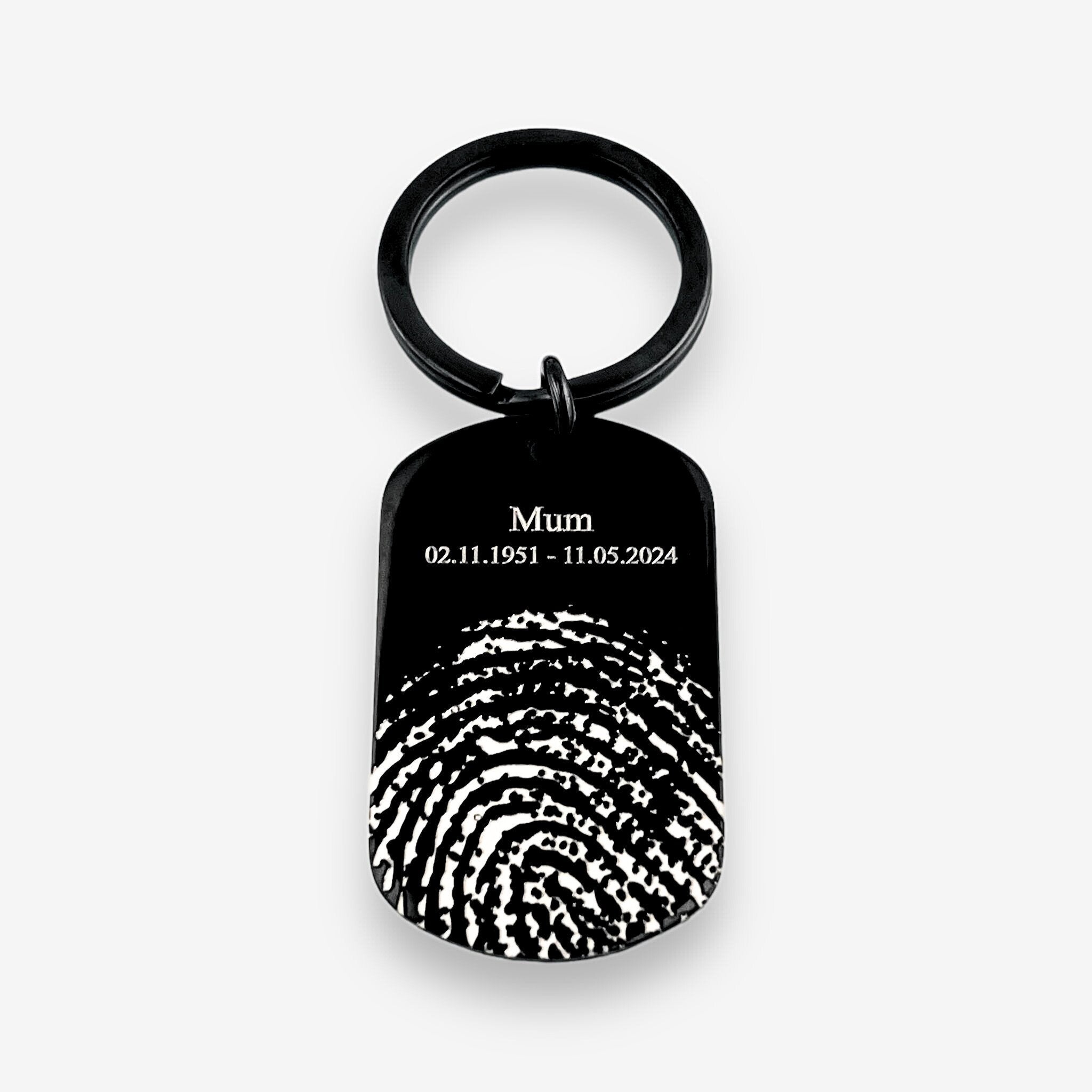 Fingerprint with Text Flat Bar Keychain - MemoriesMade