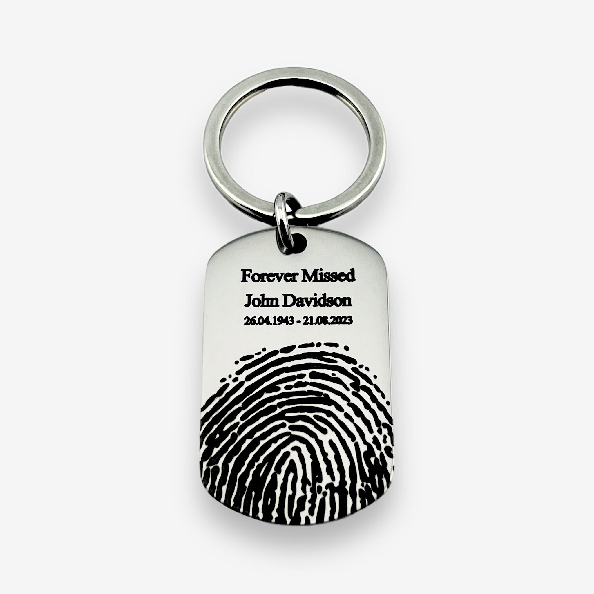 Fingerprint with Text Flat Bar Keychain - MemoriesMade