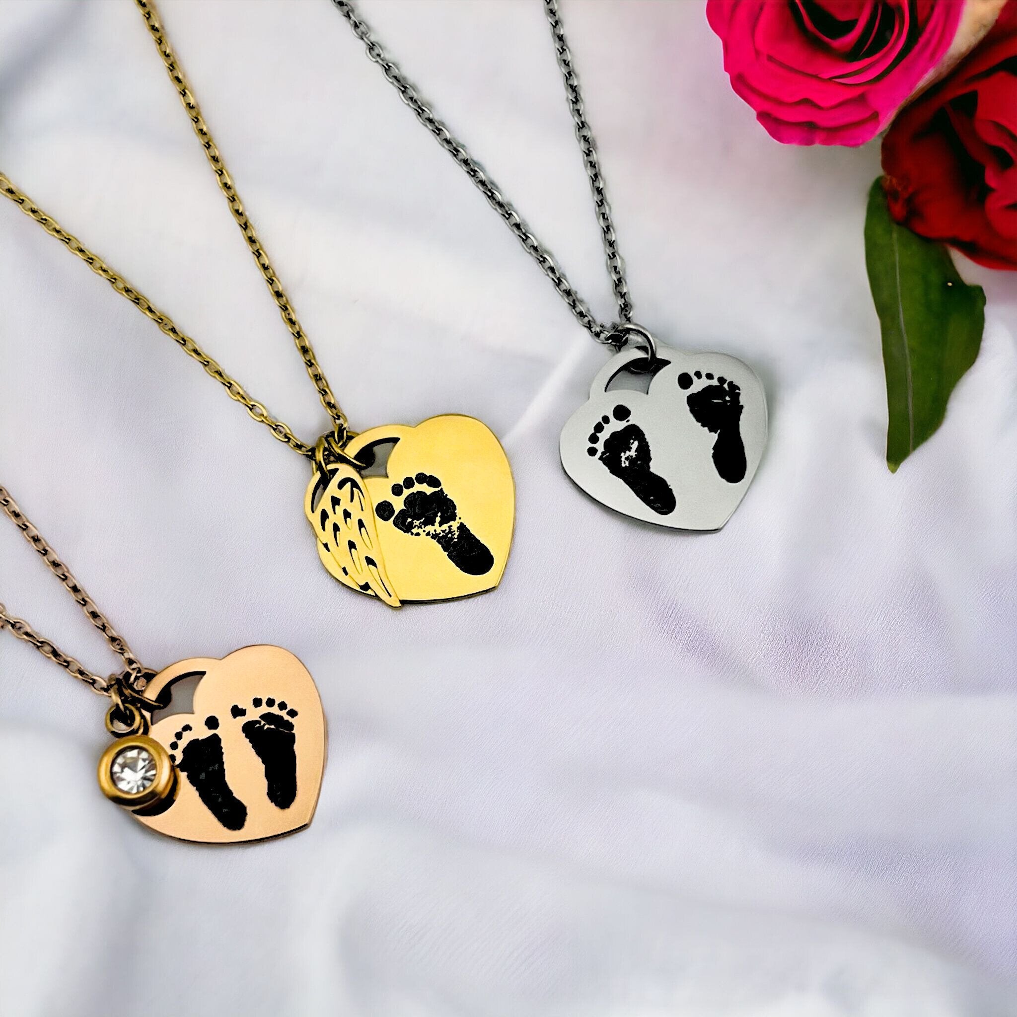 Footprint Heart Necklace - MemoriesMade