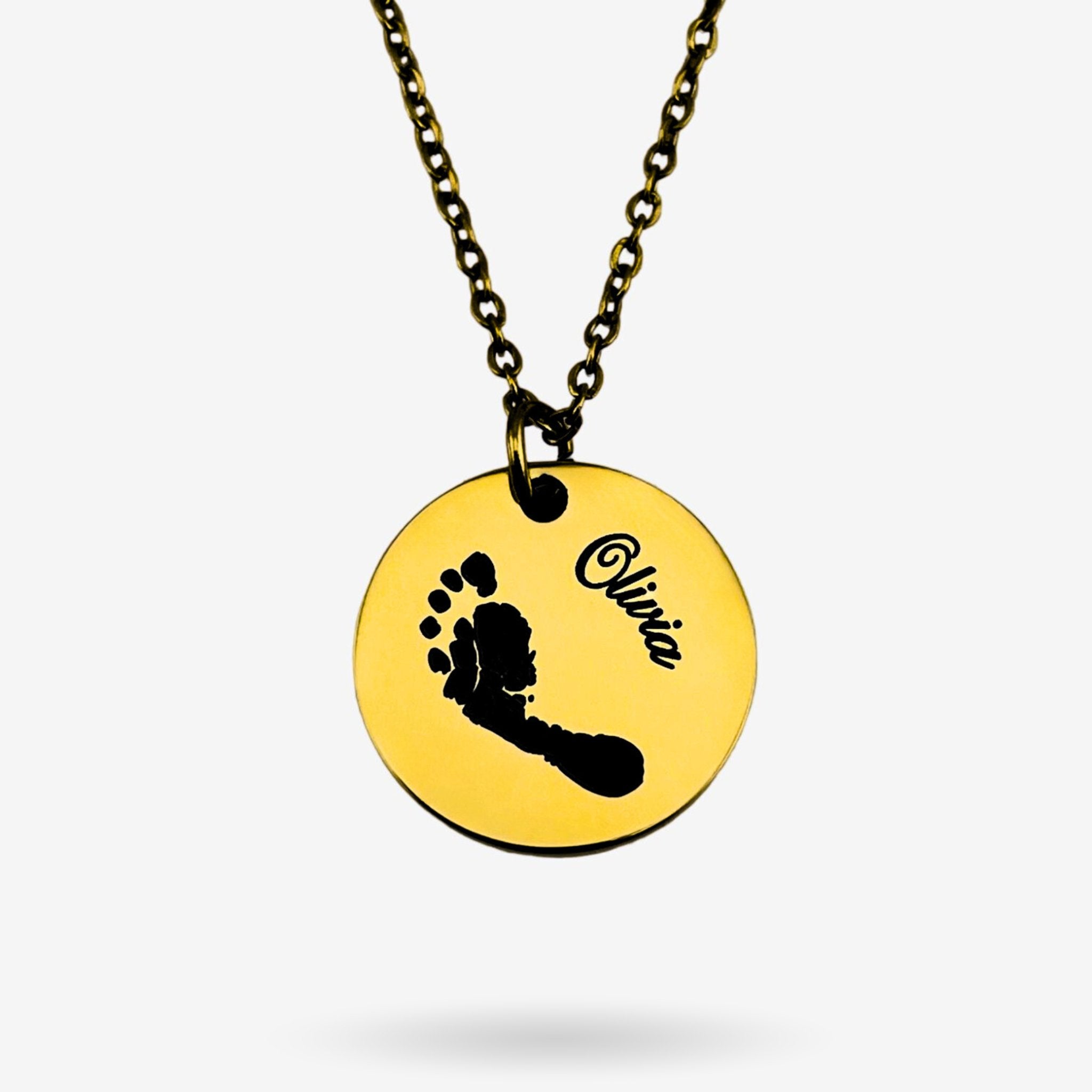 Footprint Name Disc Necklace - MemoriesMade