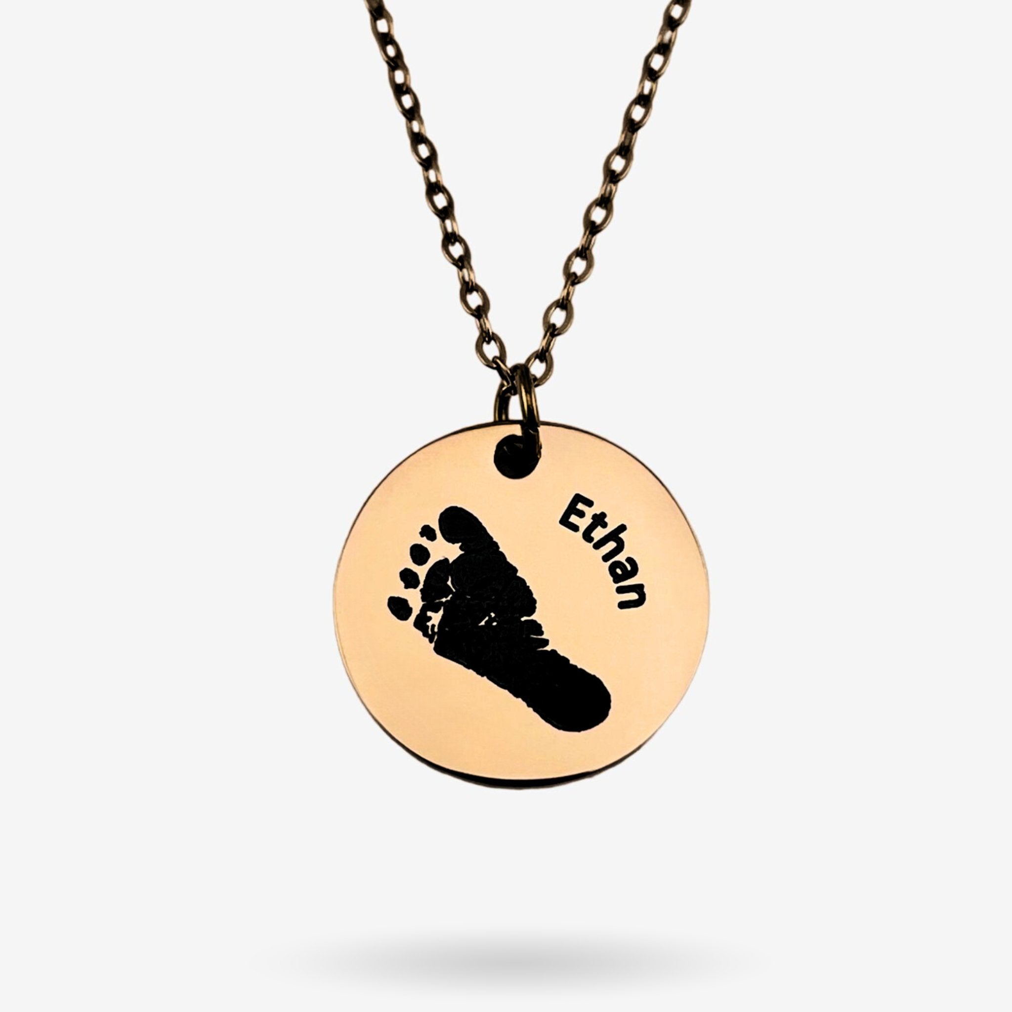 Footprint Name Disc Necklace - MemoriesMade