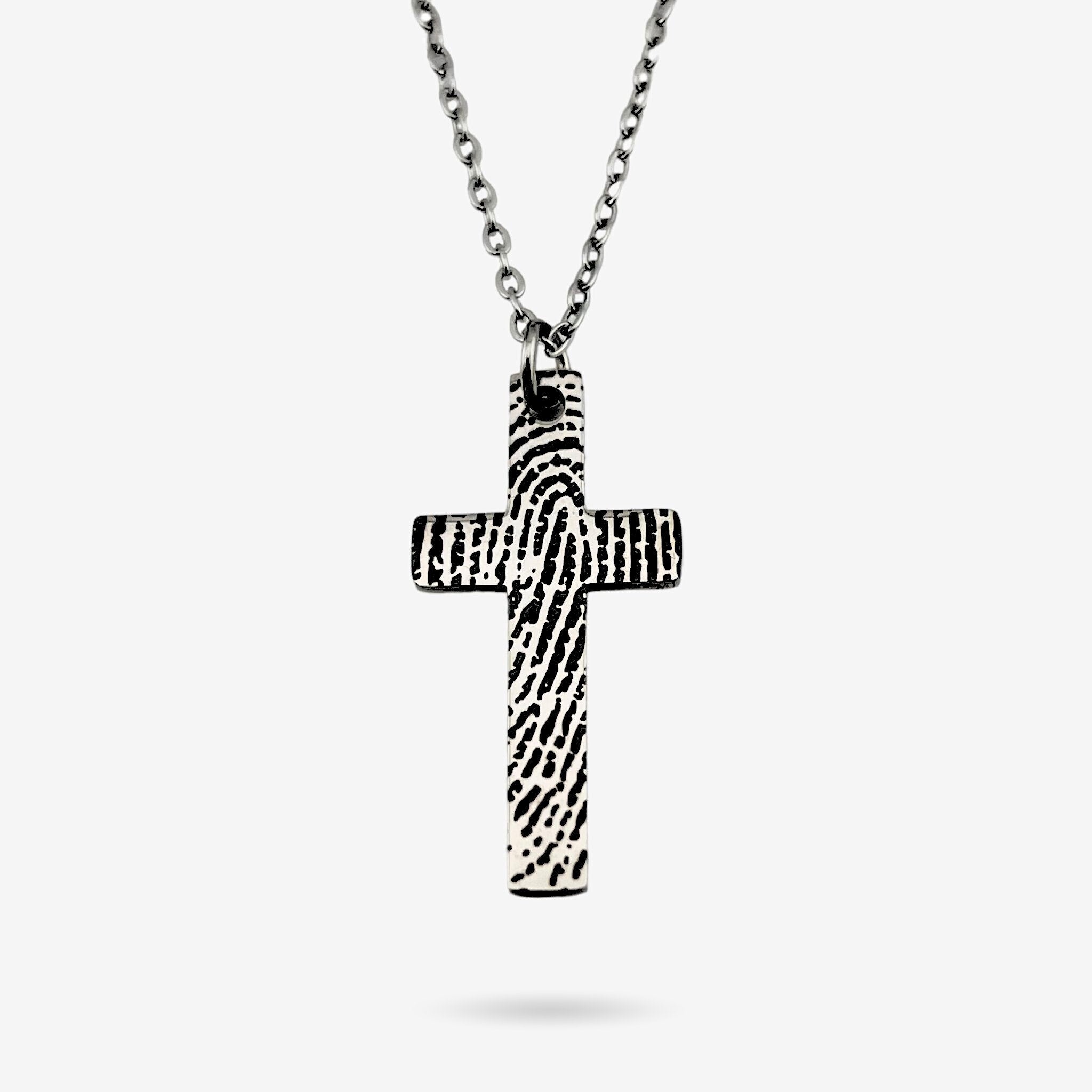 Full Fingerprint Cross Necklace - MemoriesMade