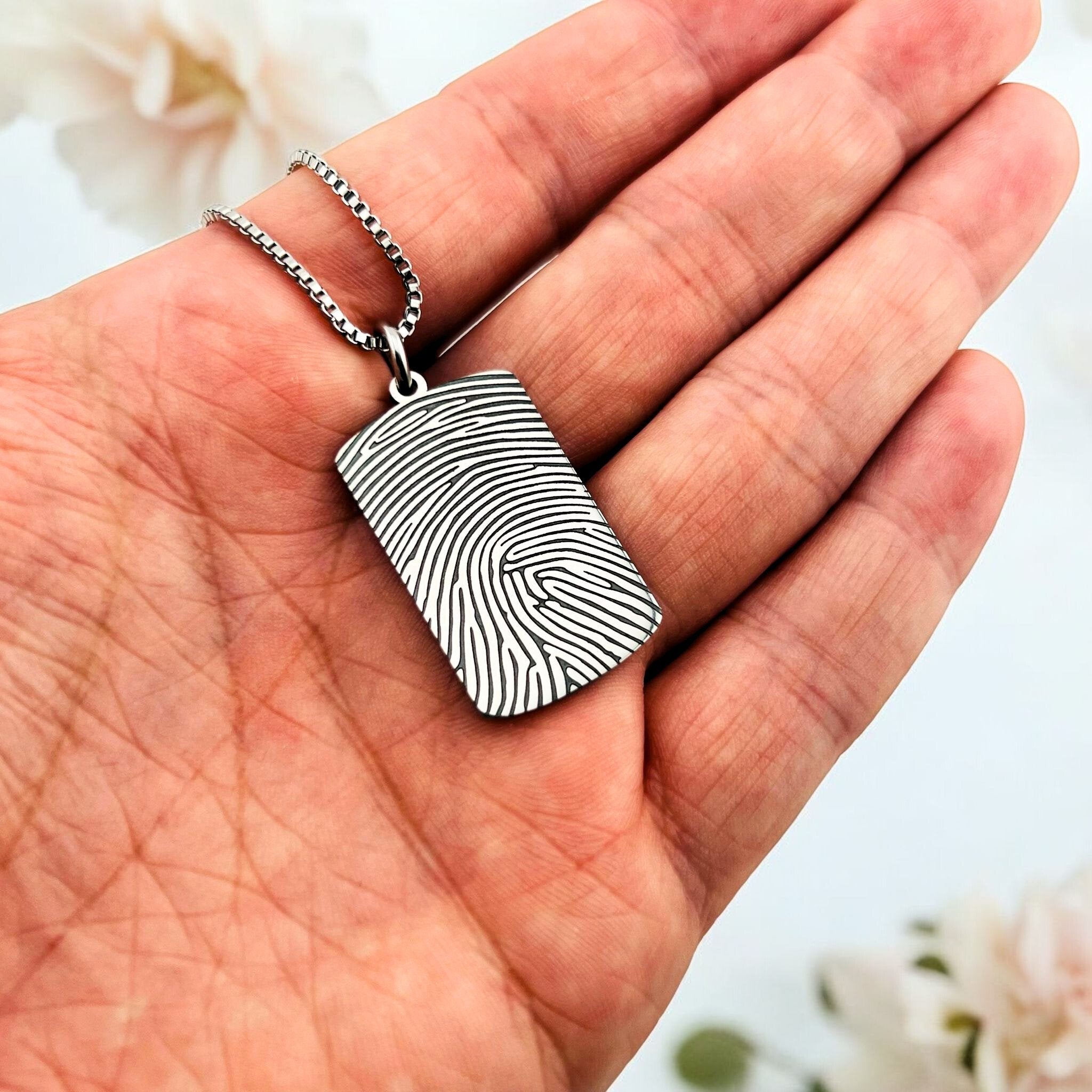 Full Fingerprint Dog Tag Necklace - MemoriesMade