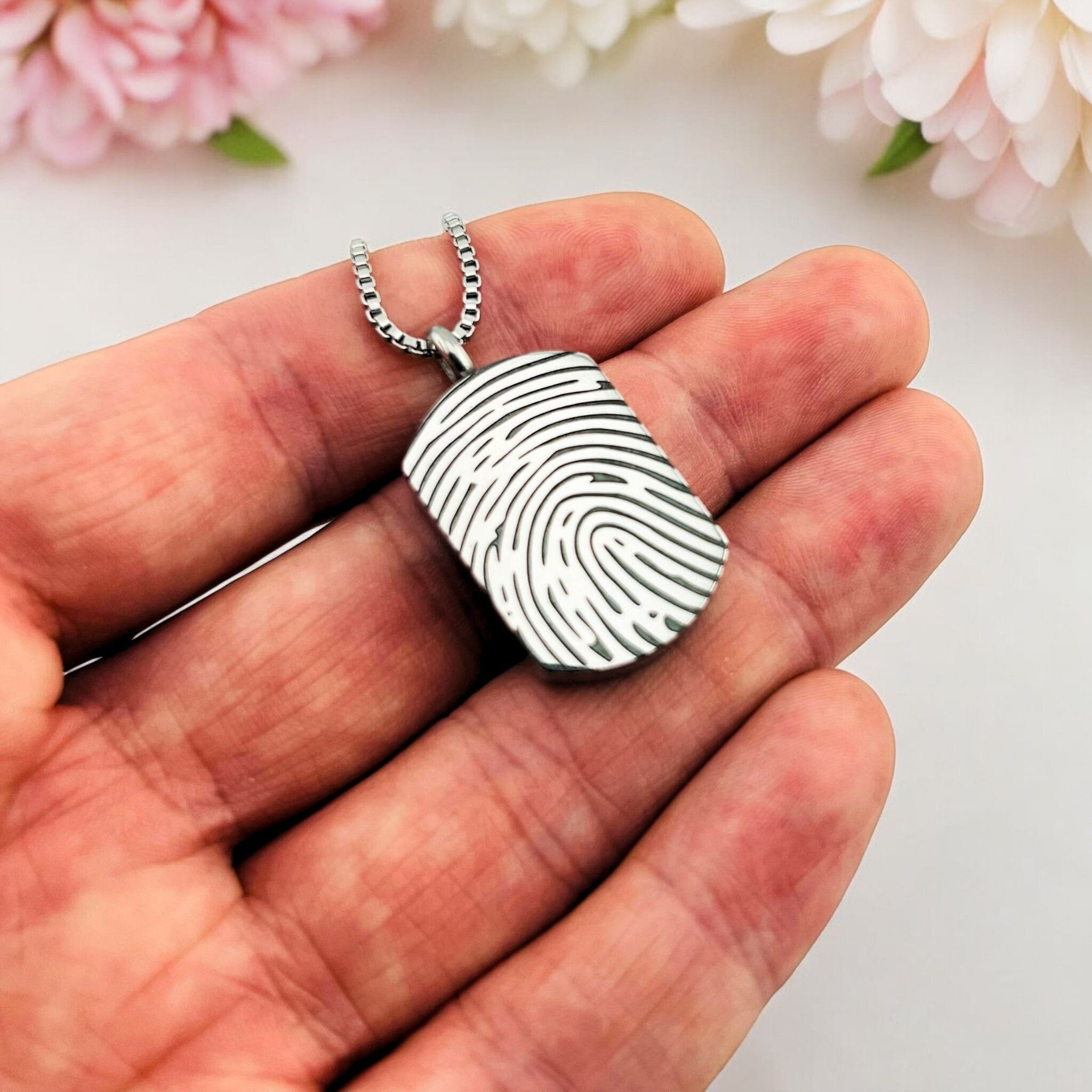 Full Fingerprint Dog Tag Urn Necklace - MemoriesMade