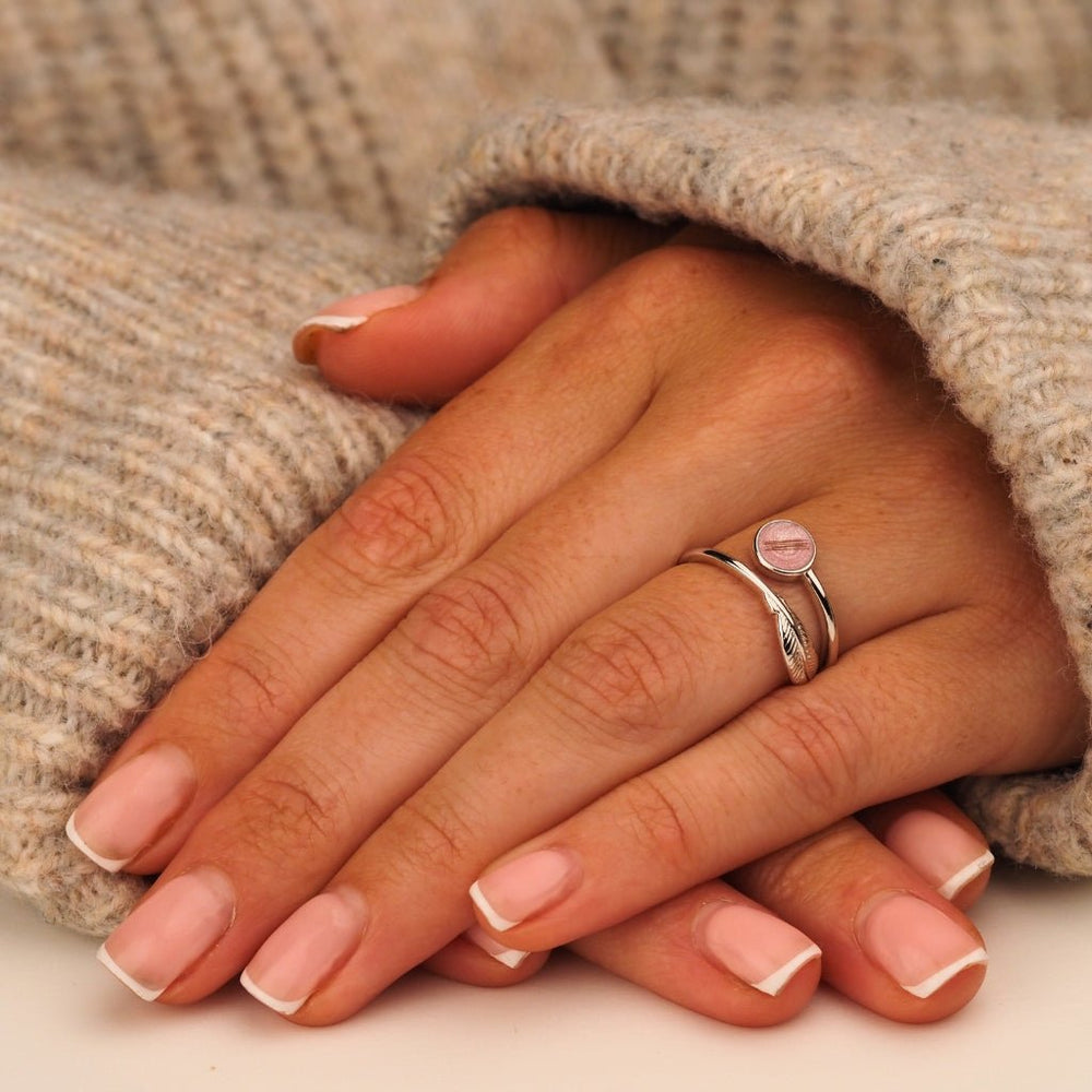 Hair Keepsake Adjustable Feather Ring - MemoriesMade