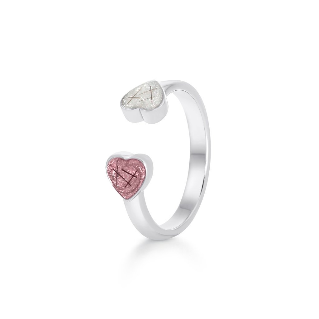 Hair Keepsake Dual Heart Adjustable Ring - MemoriesMade