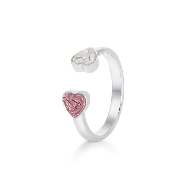 Hair Keepsake Dual Heart Adjustable Ring - MemoriesMade