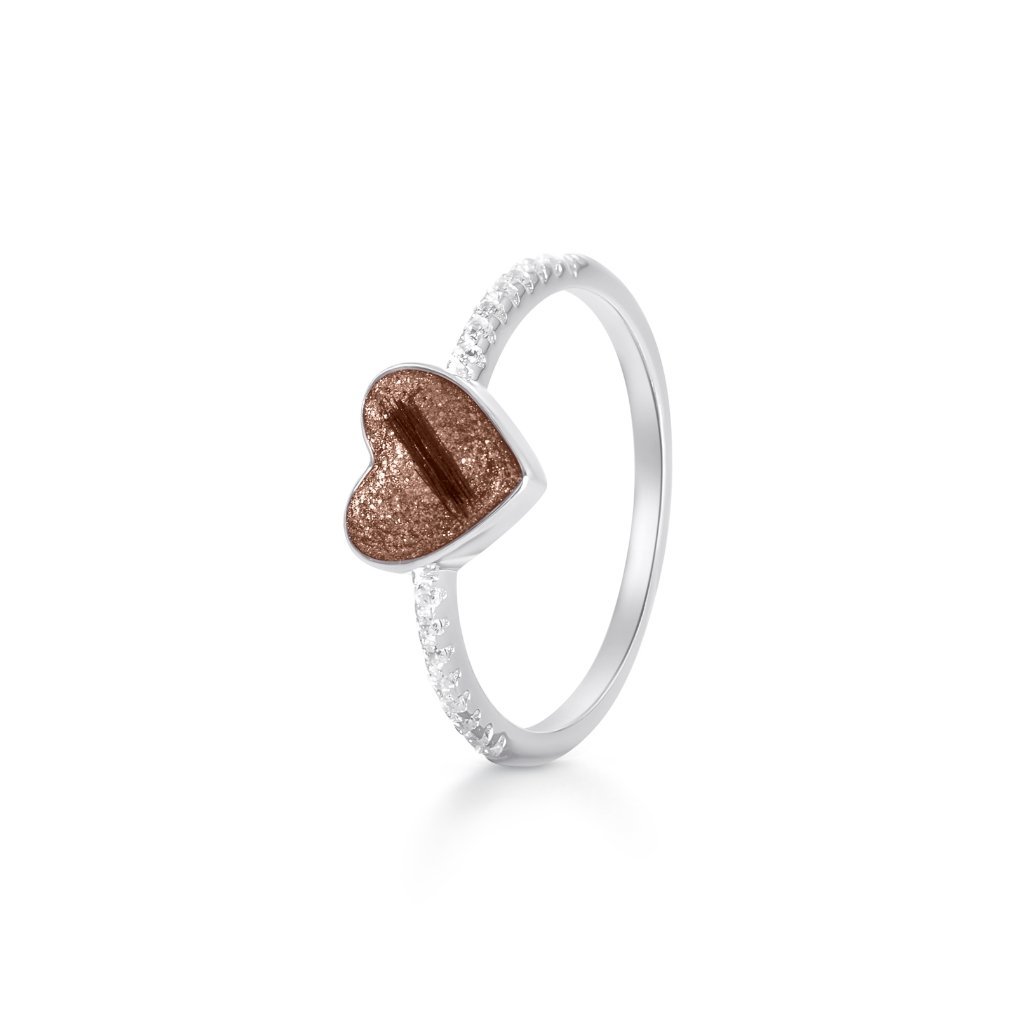 Hair Keepsake Heart Ring with Fine Crystals - MemoriesMade