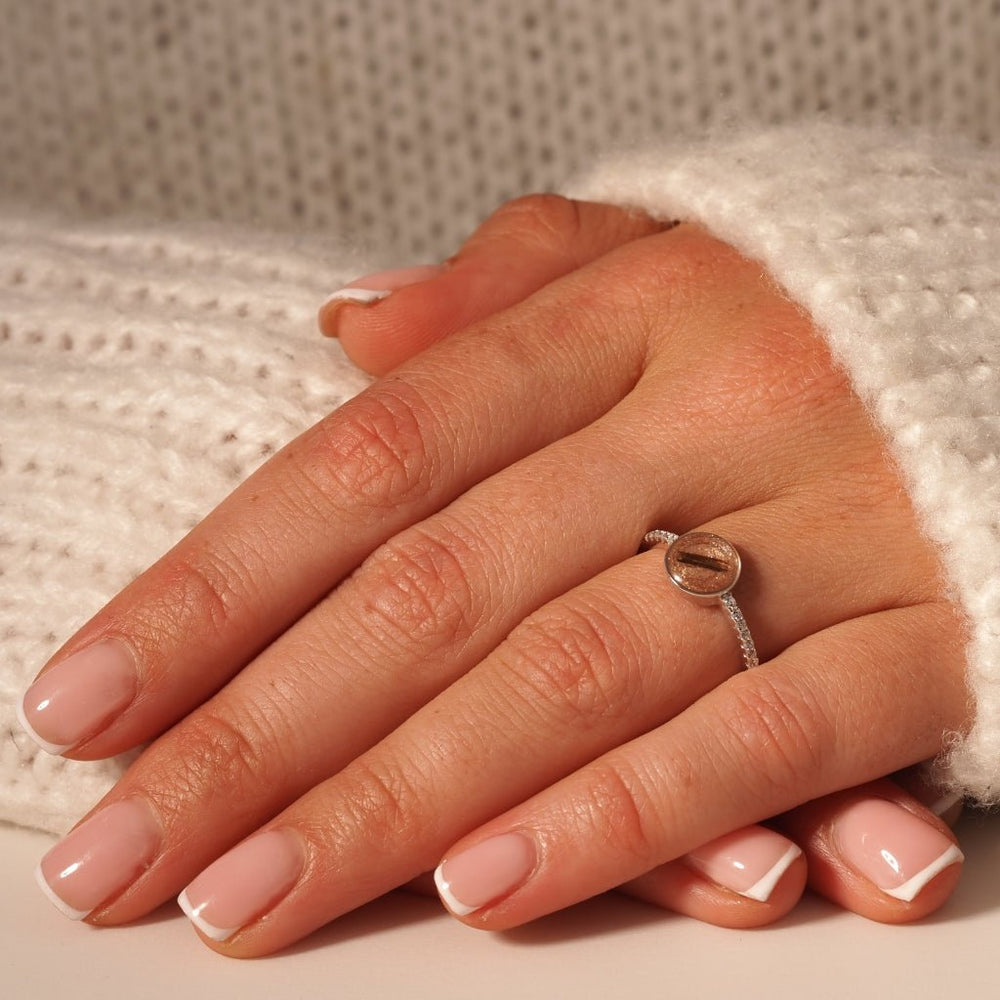 Hair Keepsake Tribute Ring with Fine Crystals - MemoriesMade