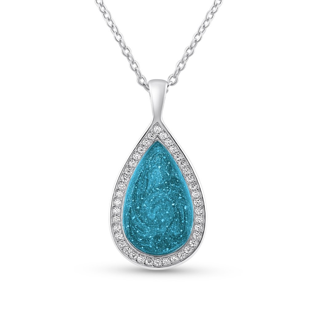 Halo Teardrop Ashes Necklace - MemoriesMade