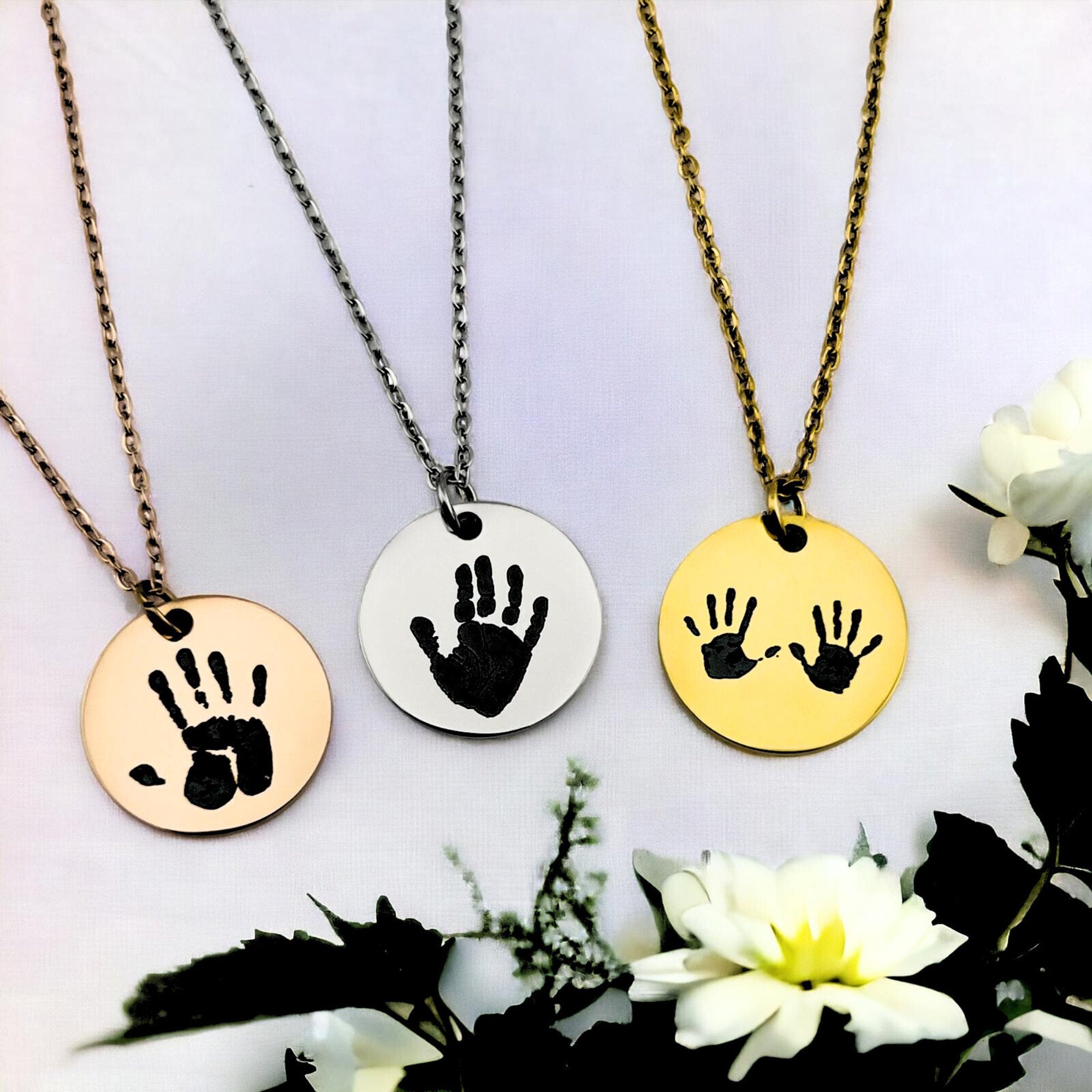 Handprint Disc Necklace - MemoriesMade