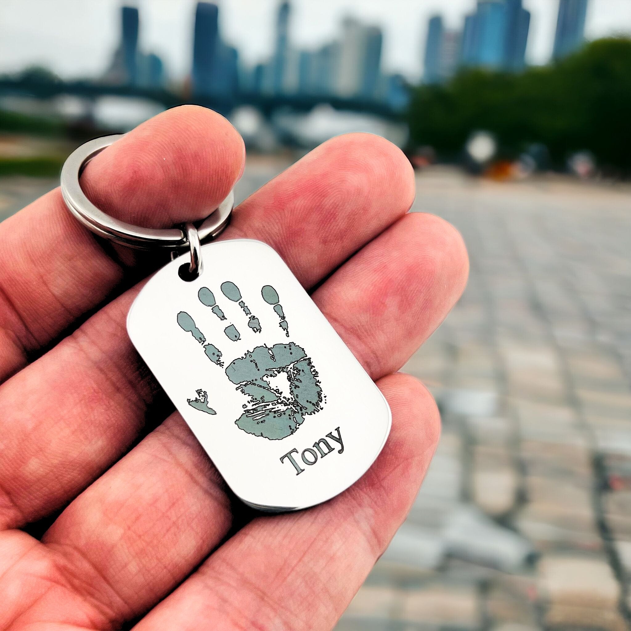 Handprint Flat Bar Keychain - MemoriesMade