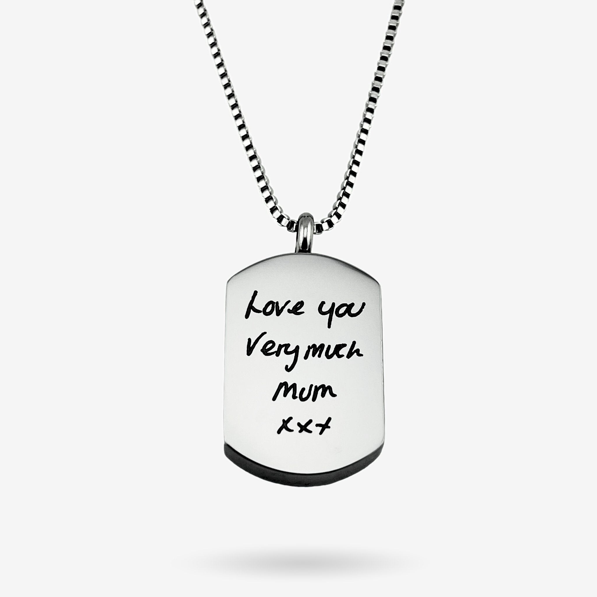 Handwriting Dog Tag Urn Necklace - MemoriesMade