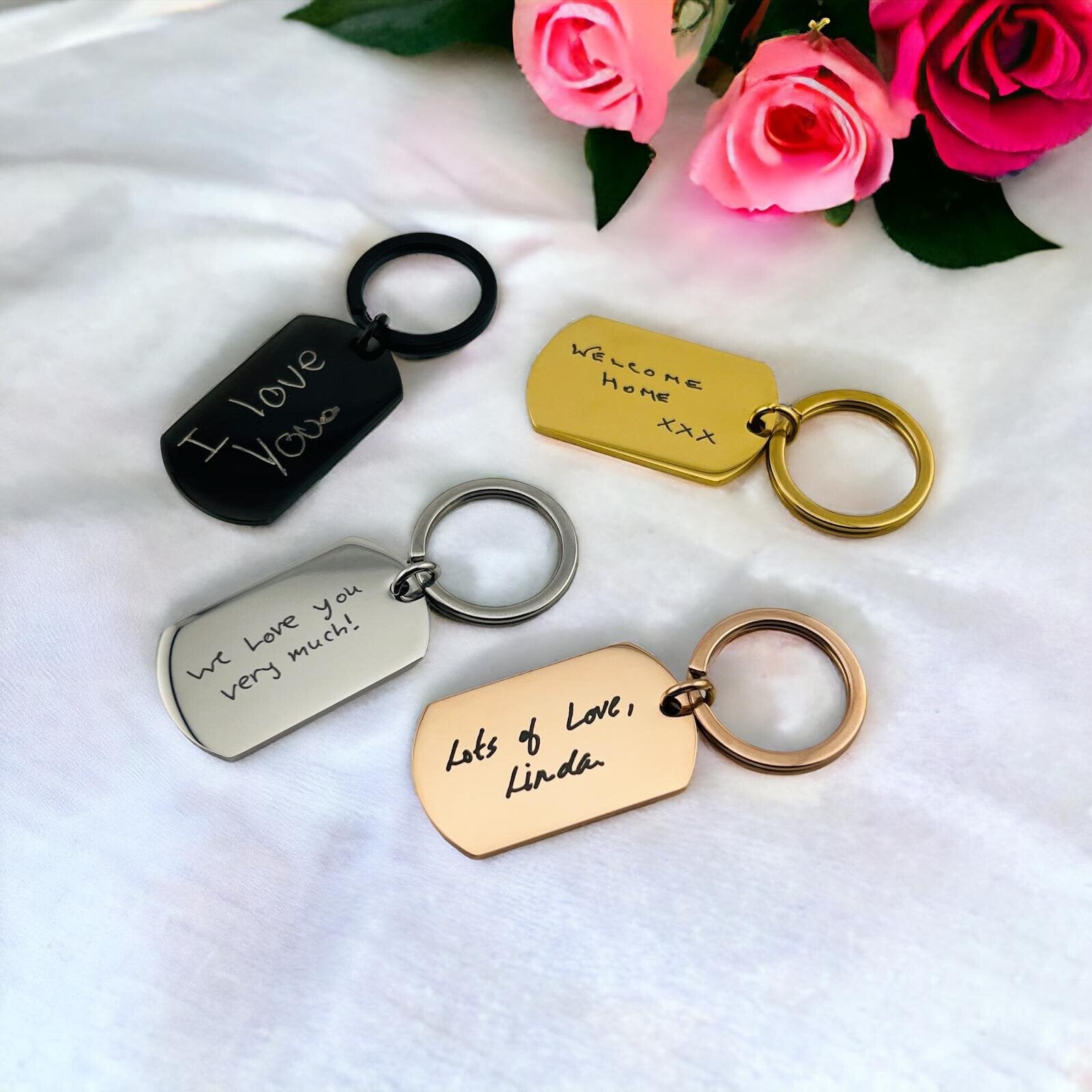 Handwriting Flat Bar Keychain