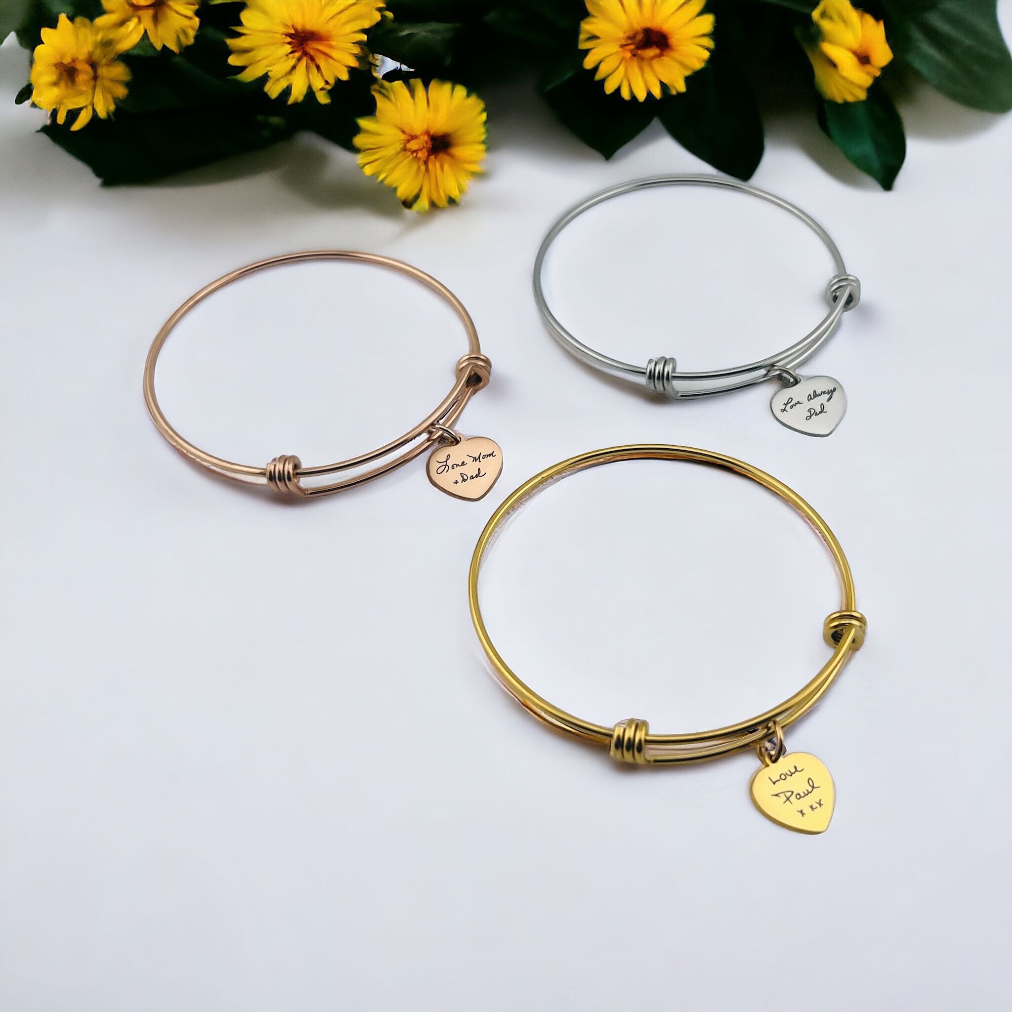 Handwriting Heart Bangle