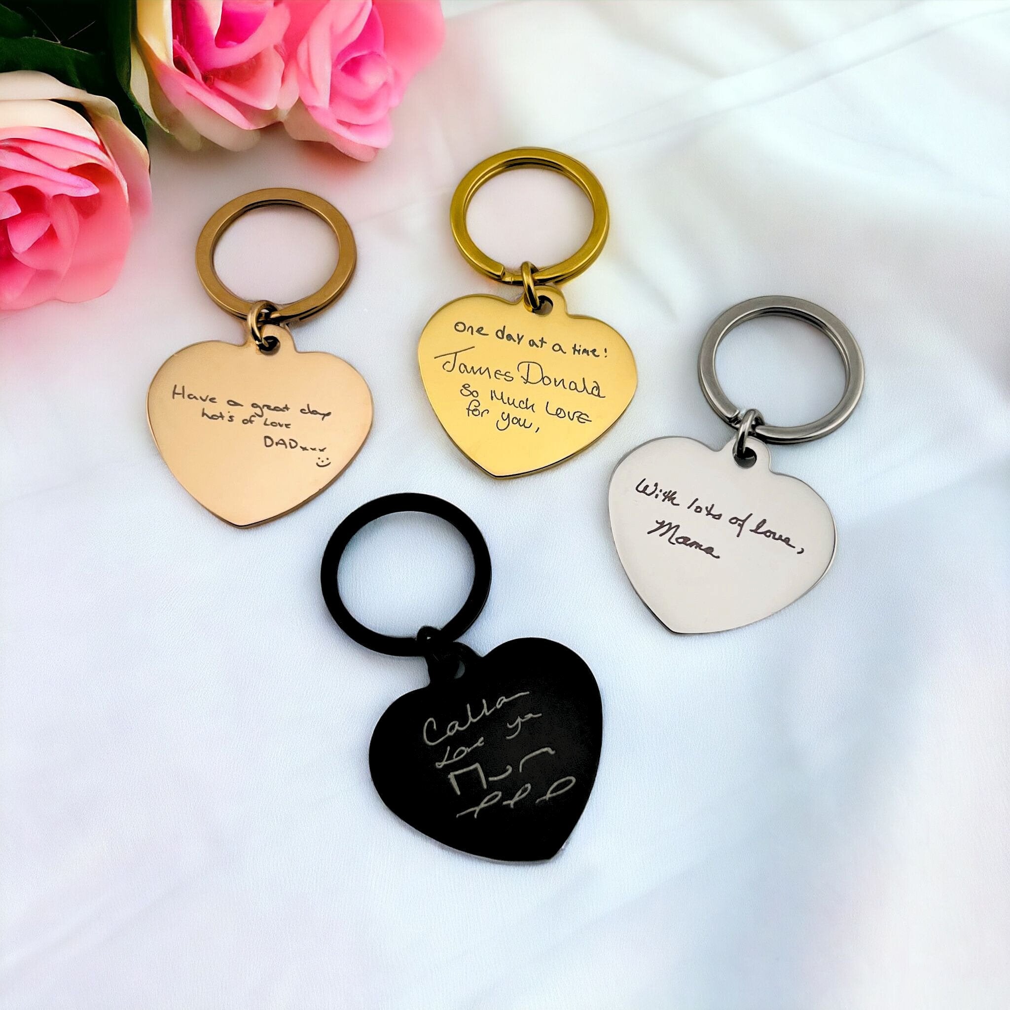 Handwriting Heart Keychain