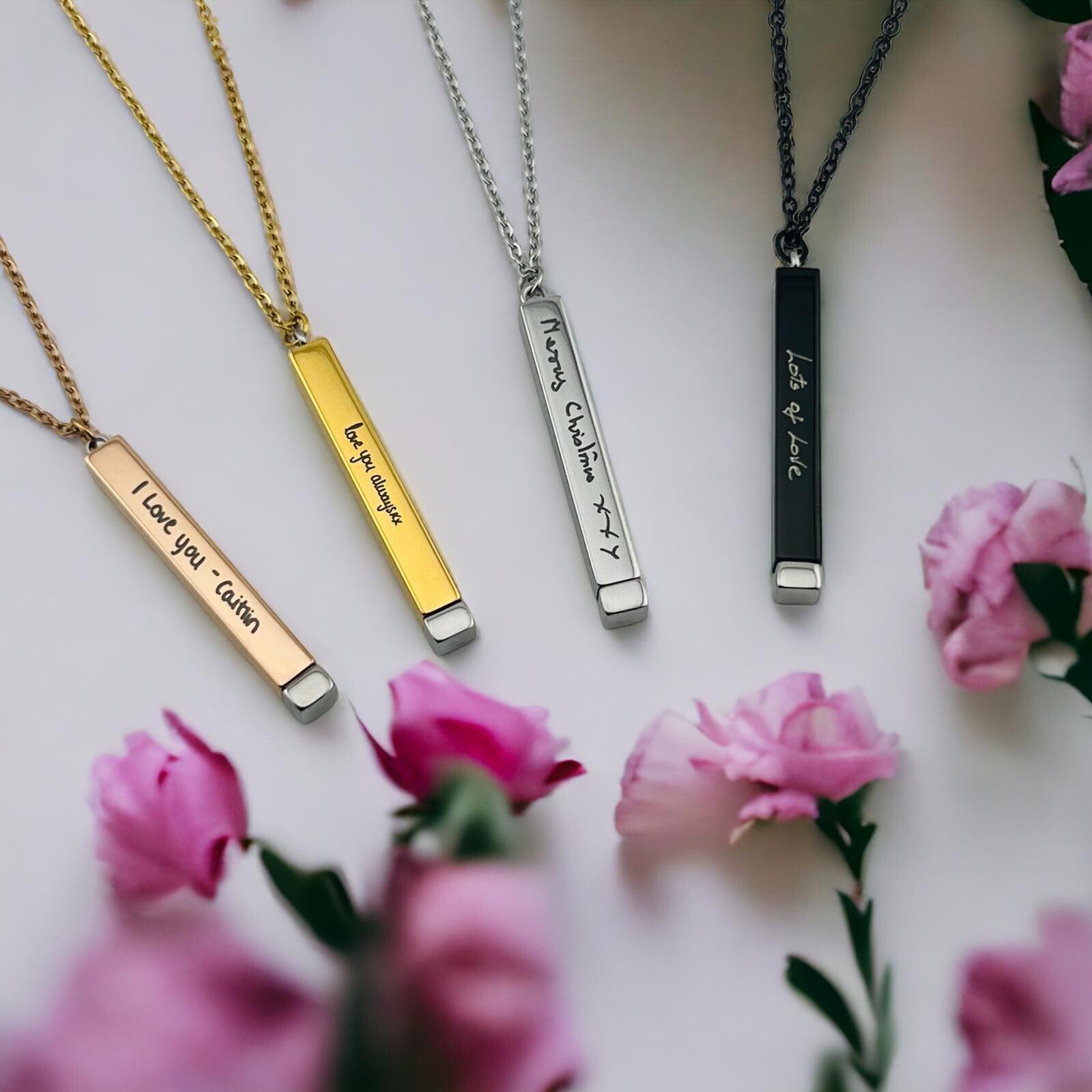 Handwriting Hidden Bar Necklace