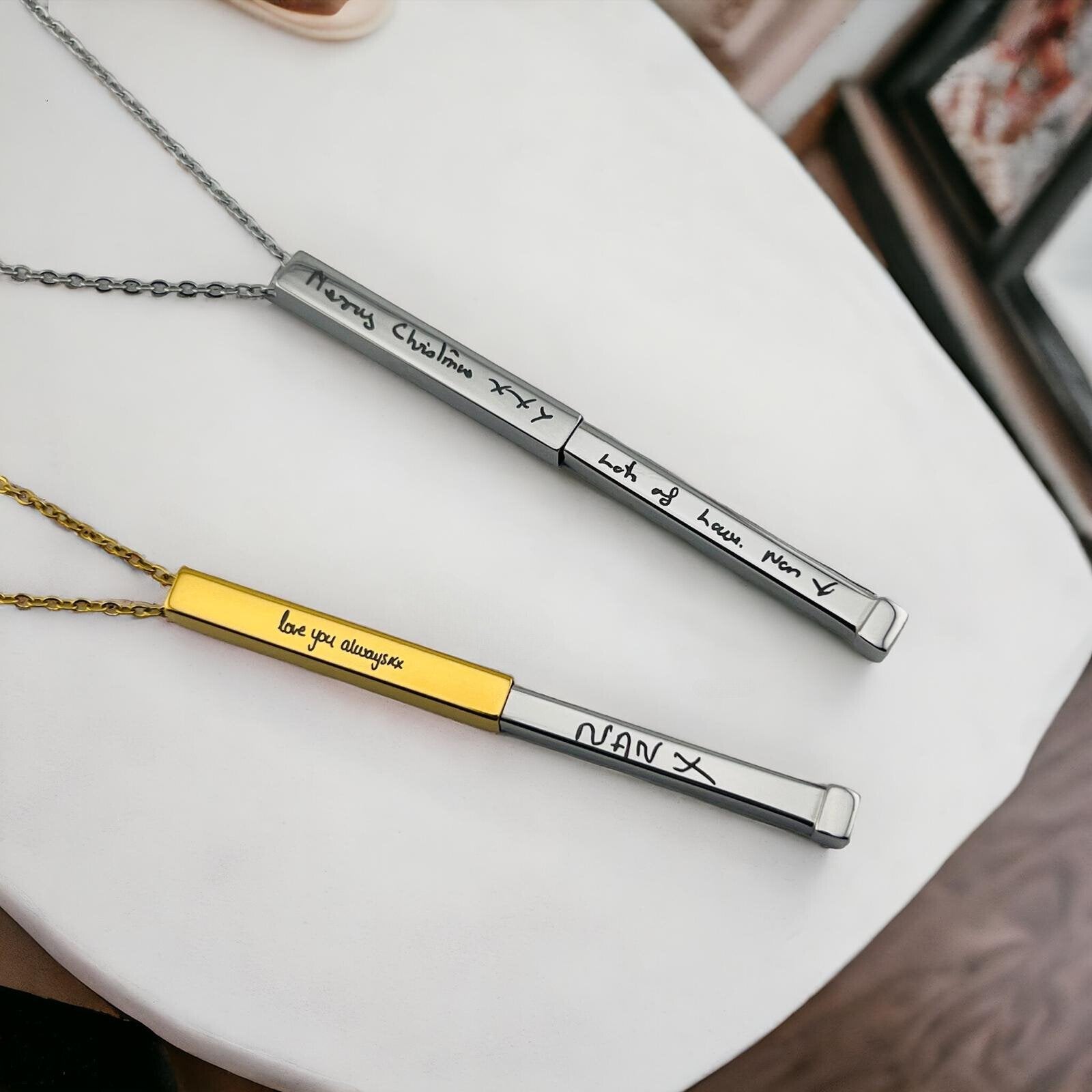 Handwriting Hidden Bar Necklace