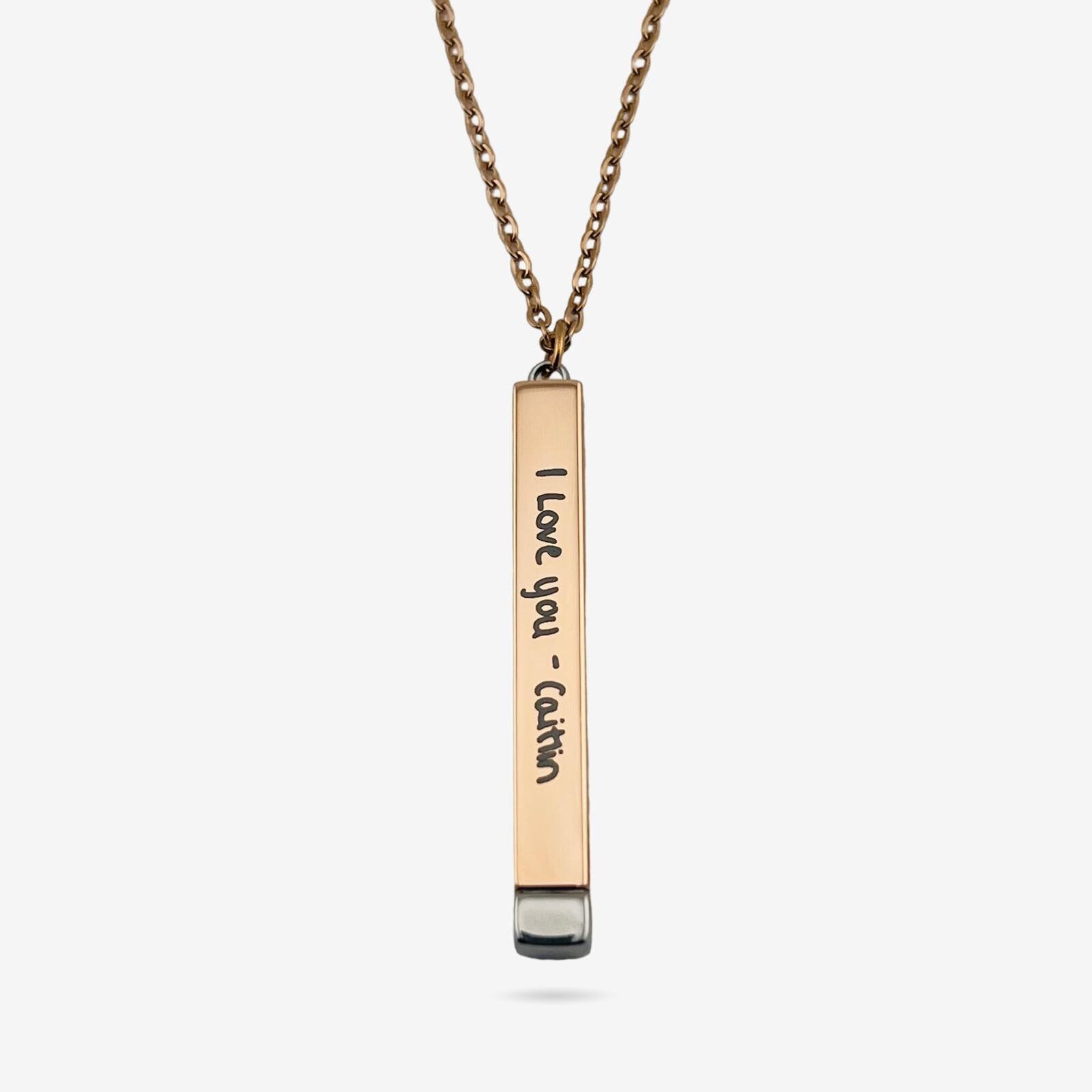 Handwriting Hidden Bar Necklace