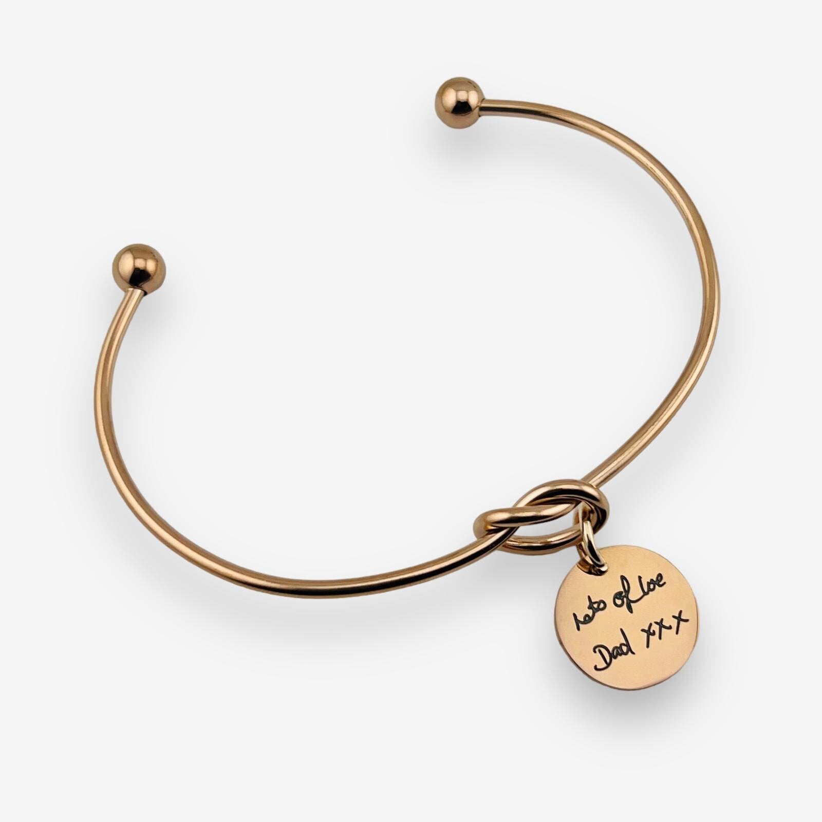 Handwriting Knot Disc Bangle