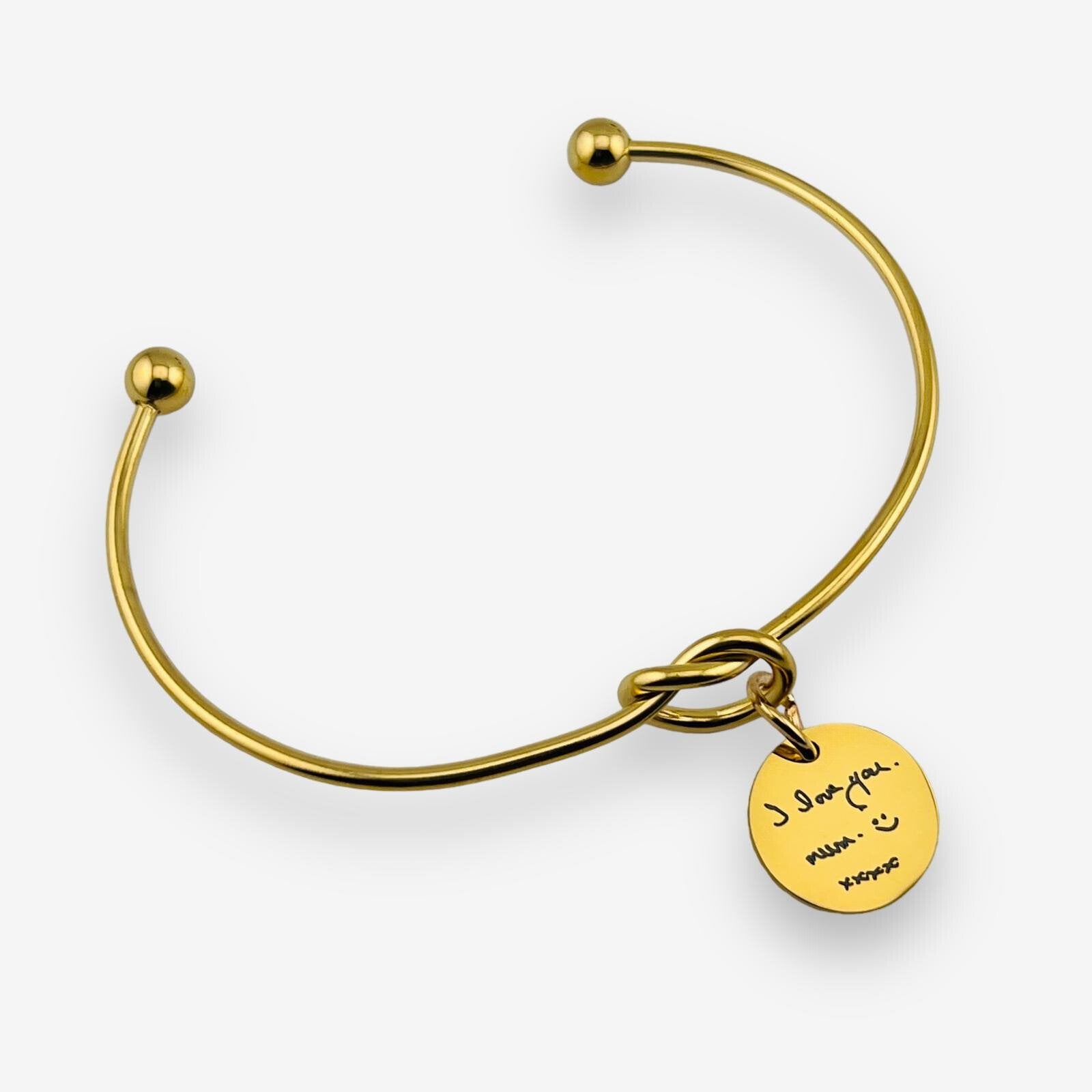 Handwriting Knot Disc Bangle